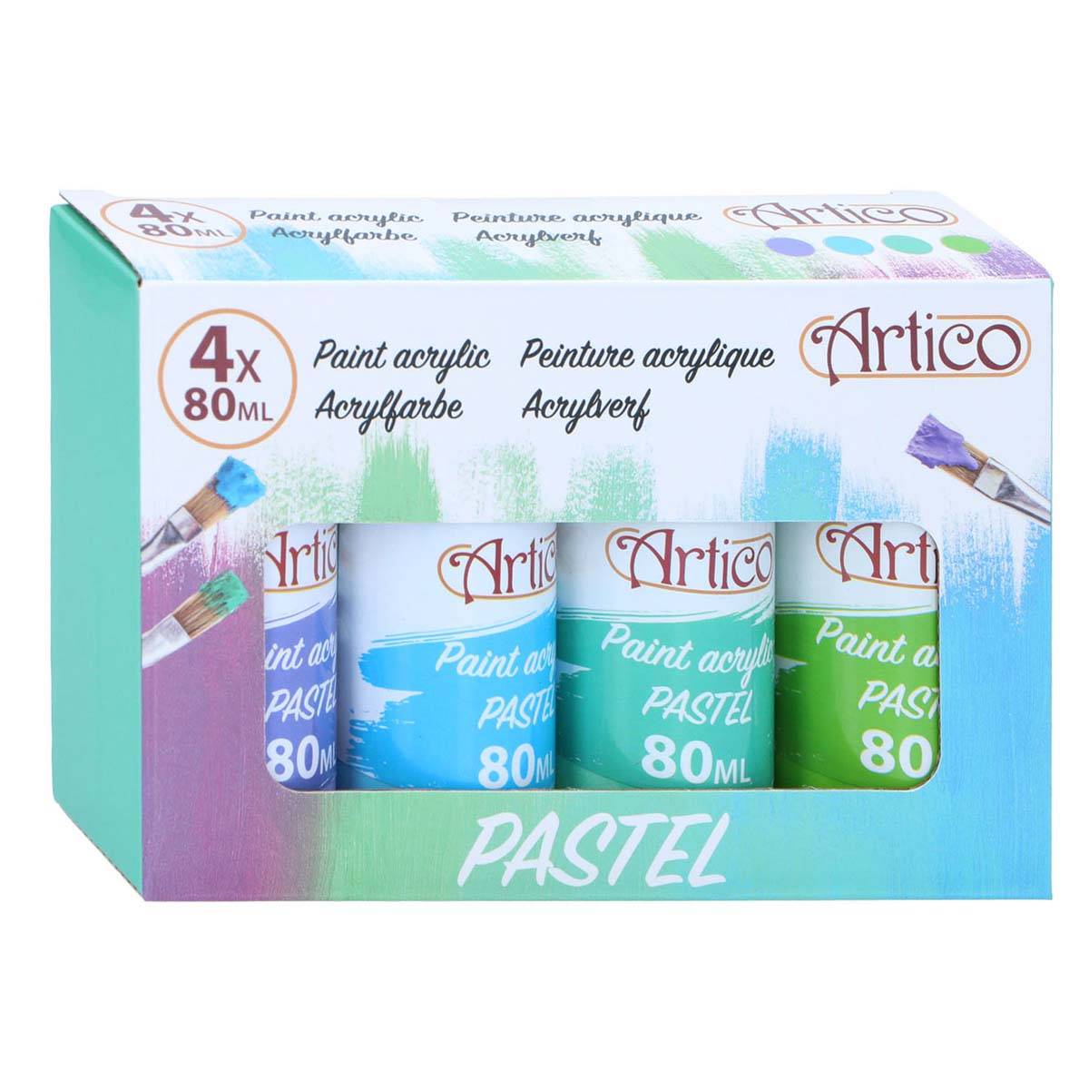 Set de Peinture Acrylique 4x80 ml Tons Pastel Froids-2