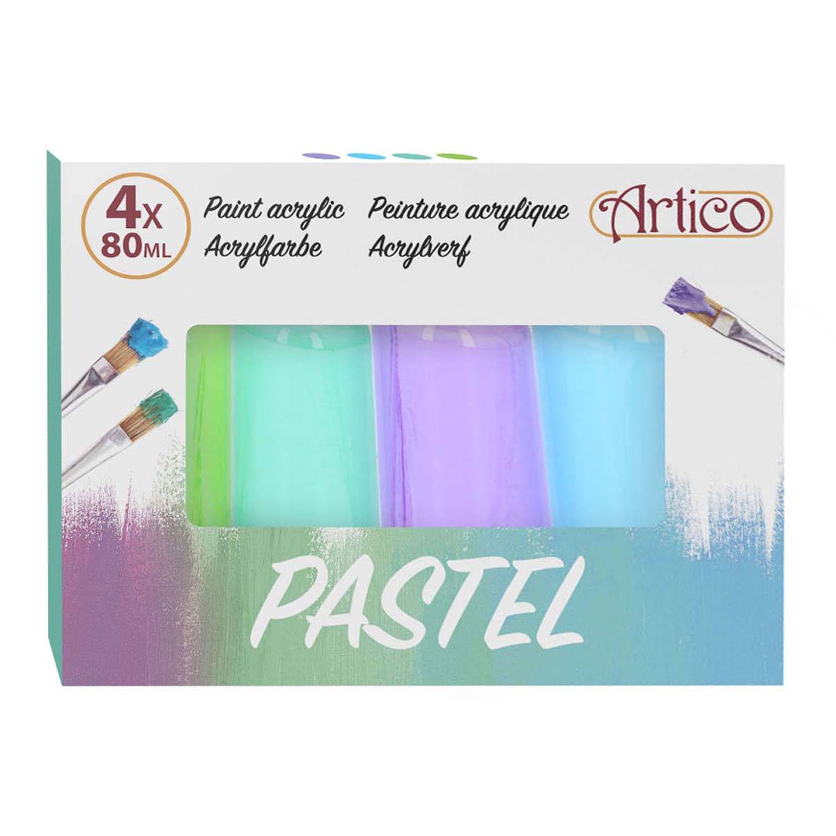 Set de Peinture Acrylique 4x80 ml Tons Pastel Froids-4