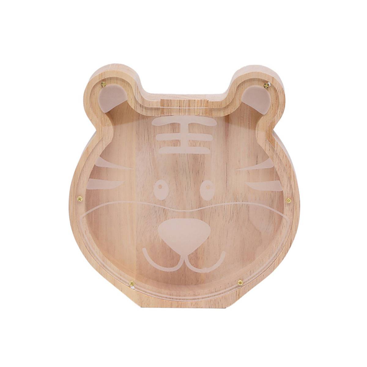 Tirelire en Bois Modèle Tête de Tigre avec une Façade en Plexiglass-1