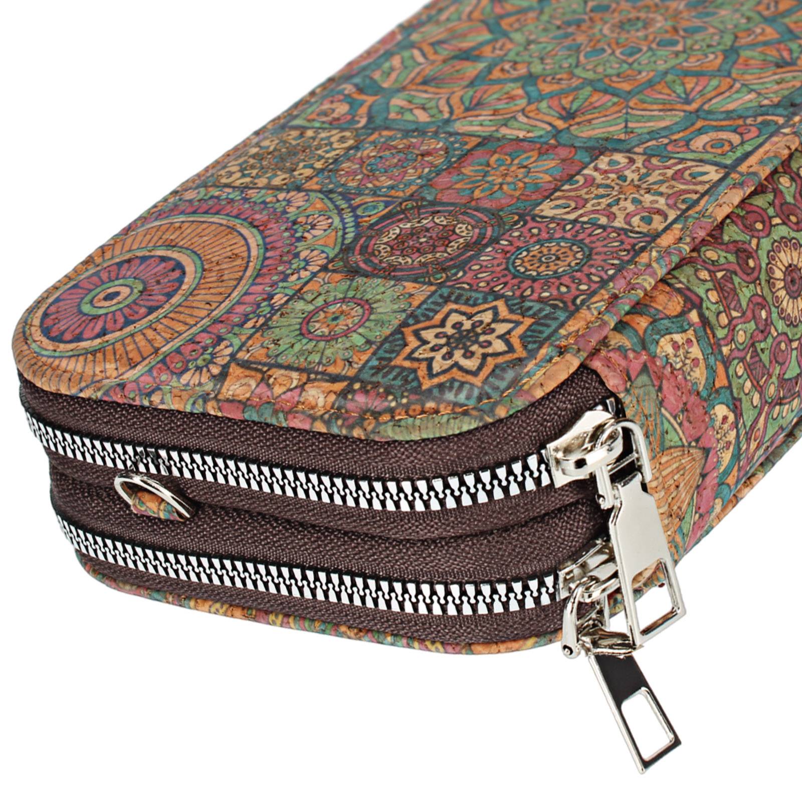 Pochette en Liège Bandoulière Double Grande Poche Zip Motif Mandala-0