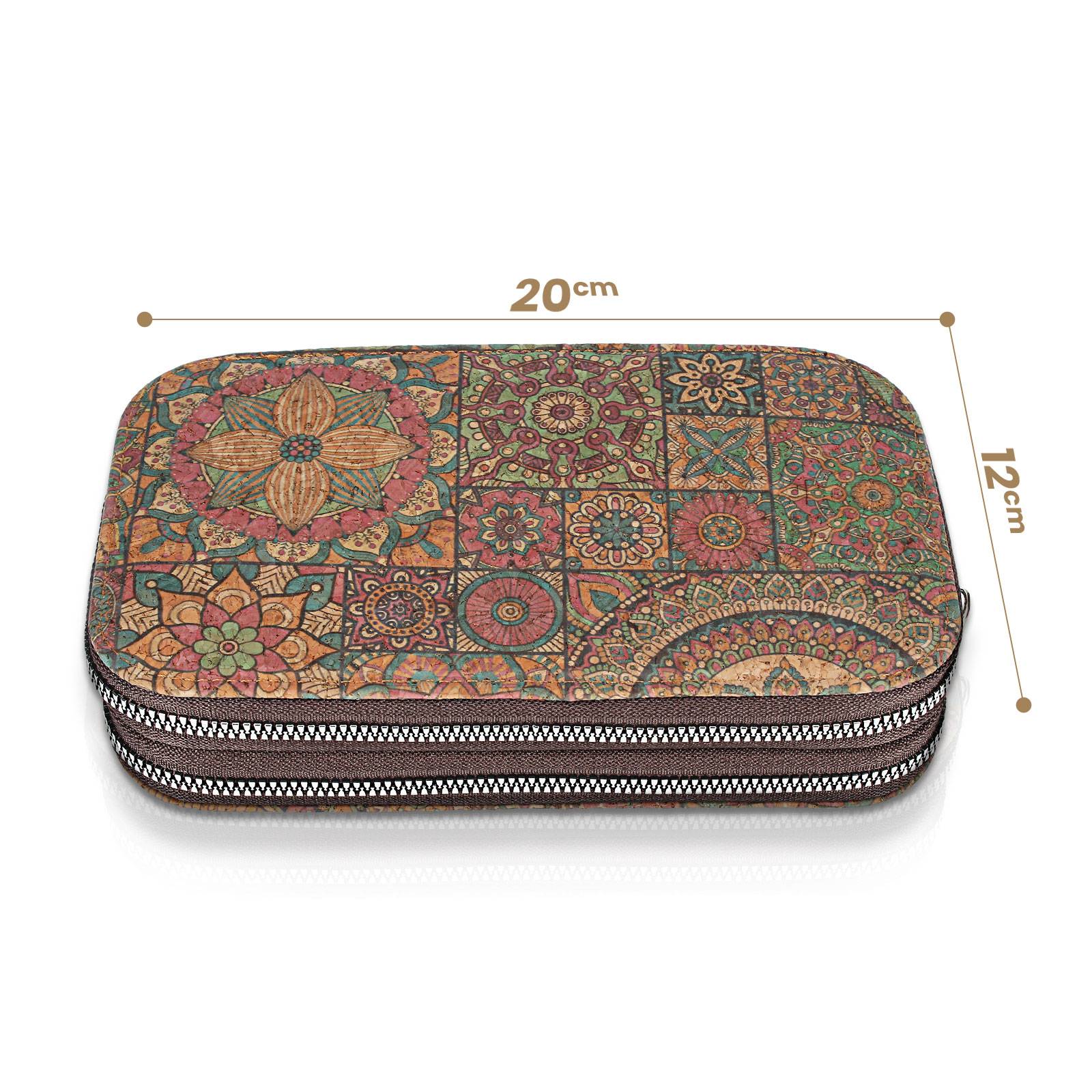 Pochette en Liège Bandoulière Double Grande Poche Zip Motif Mandala-3