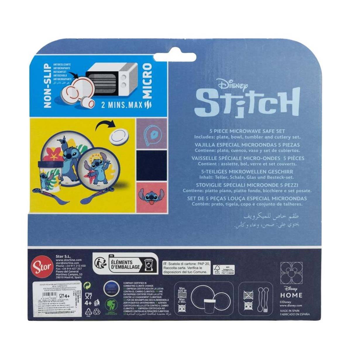 Set 5 Pièces Vaisselle Stitch pour Enfant Antidérapants et Micro-ondables-3