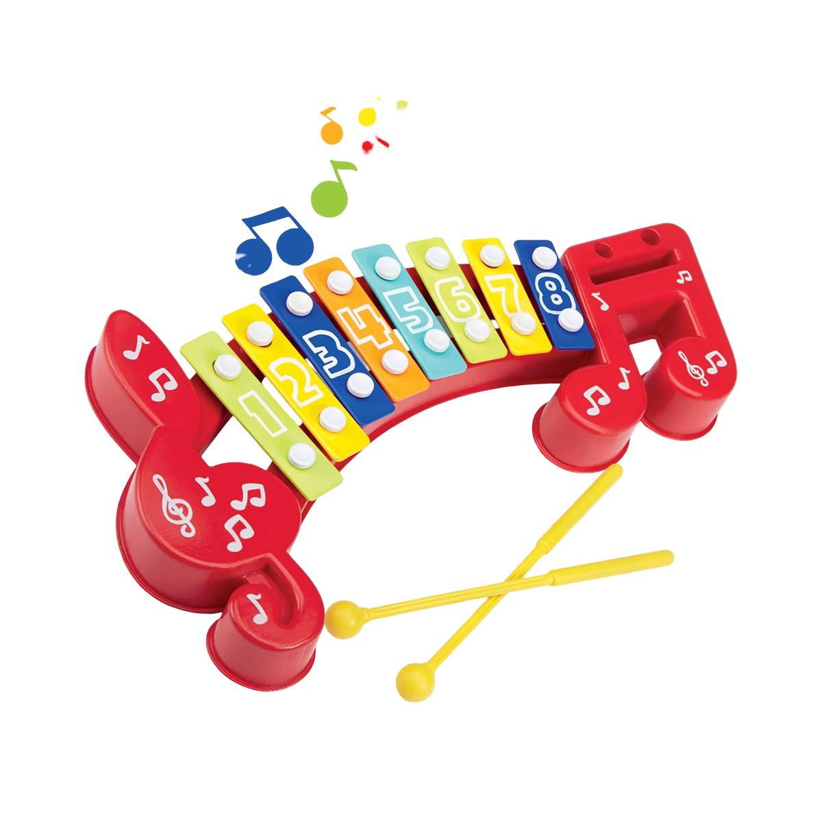 Xylophone pour Enfant 1 an et plus avec 8 Notes Colorées et 2 Baguettes-1
