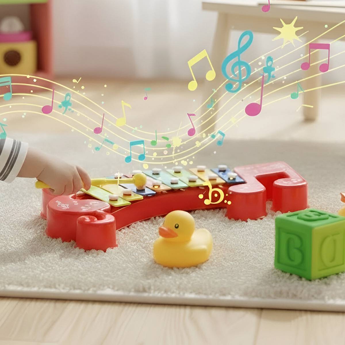 Xylophone pour Enfant 1 an et plus avec 8 Notes Colorées et 2 Baguettes-2