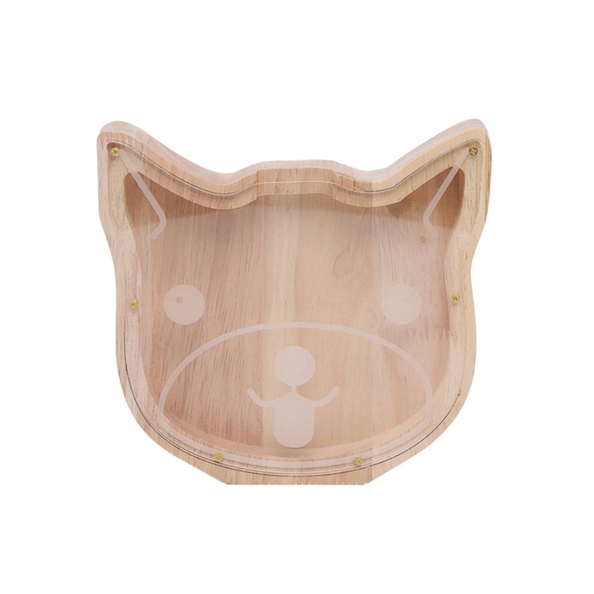 Tirelire en Bois Modèle Tête de Chat avec une Façade en Plexiglass-1