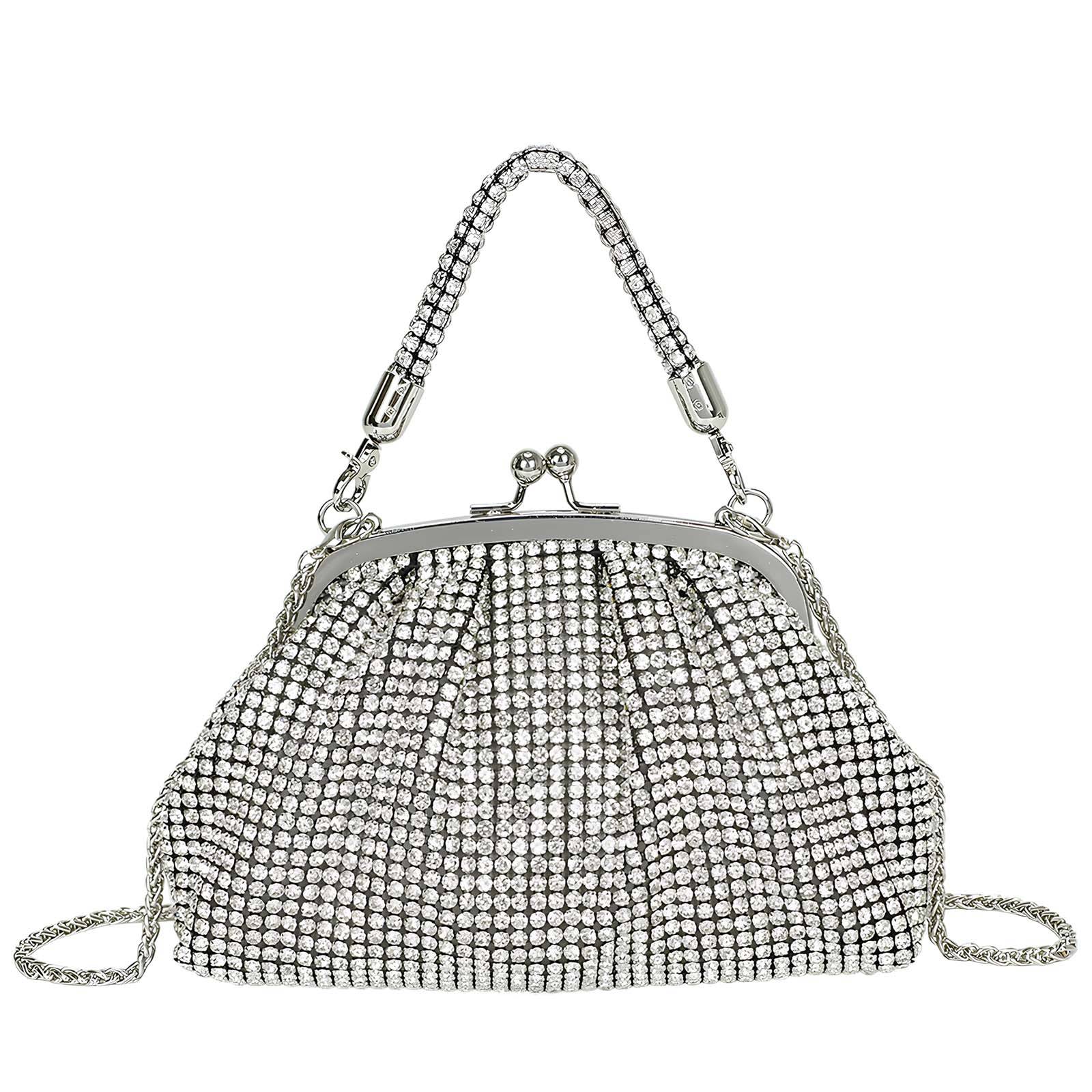 Pochette de Soirée pour Femme Rétro à Perles avec Fermoir Clic-clac-1