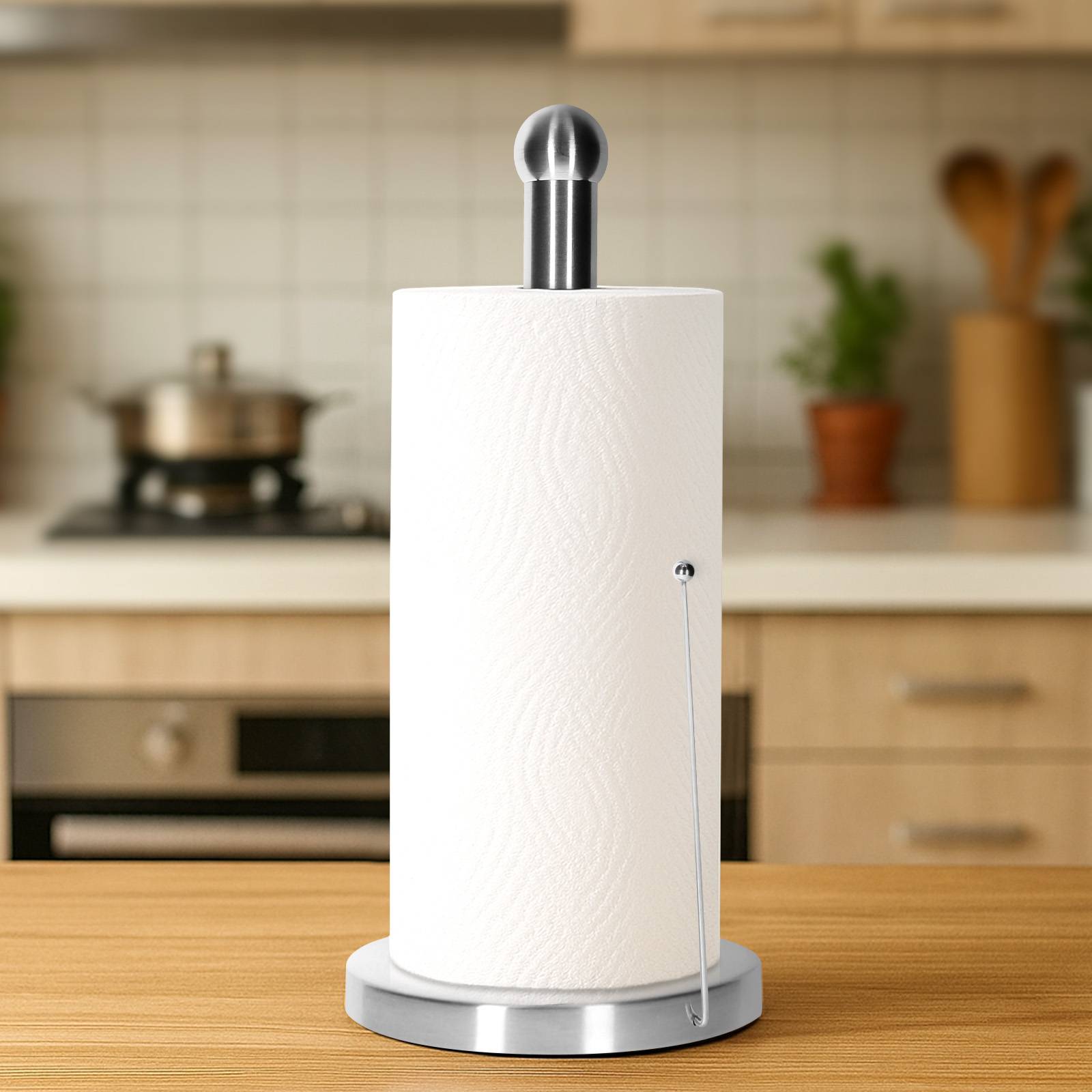 Porte Rouleaux Essuie Tout en Acier Inox avec Tige Latéral de Maintien-3