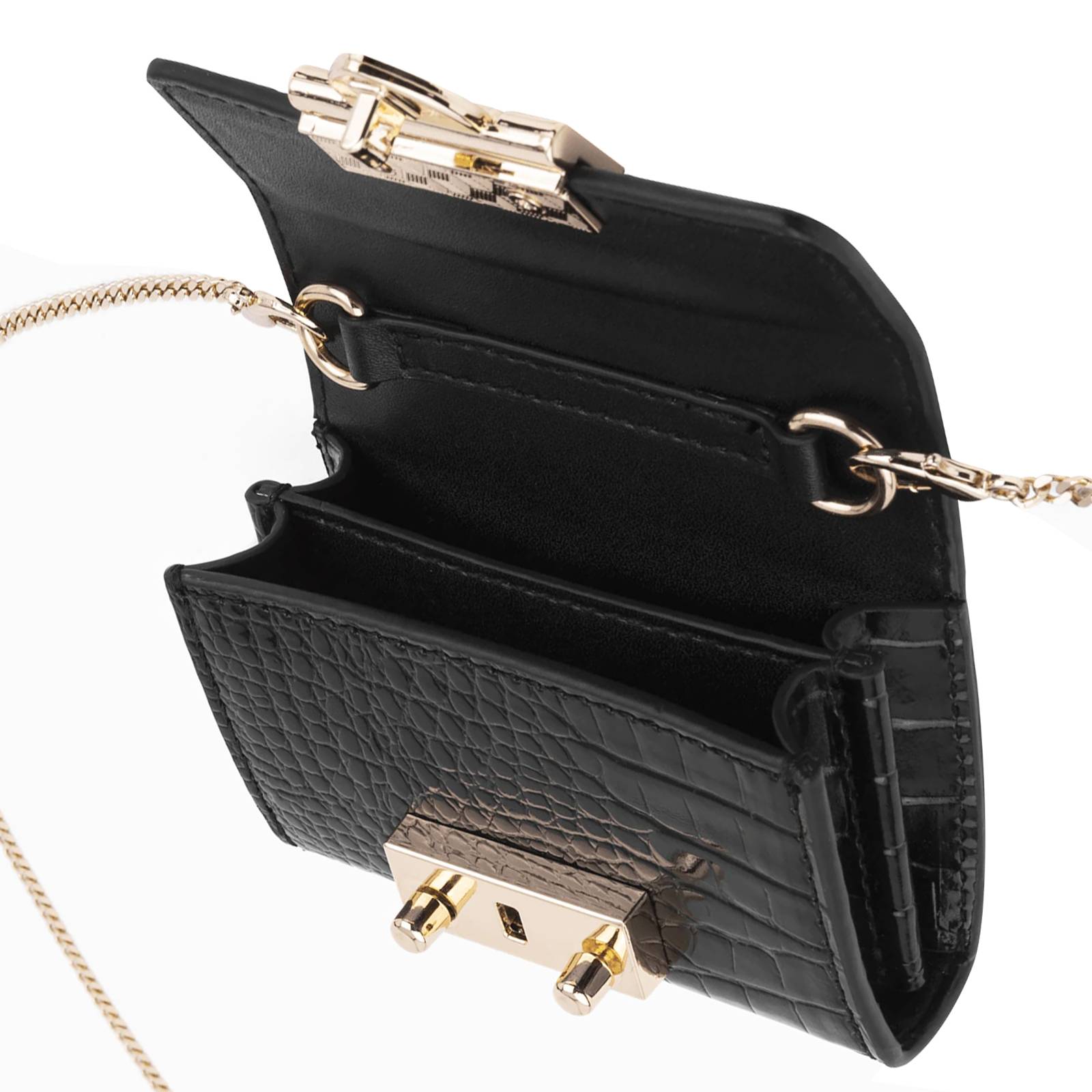 Portefeuille Modèle Liv Padlock au Motif Serpent avec Chaîne Amovible de 105 cm-0