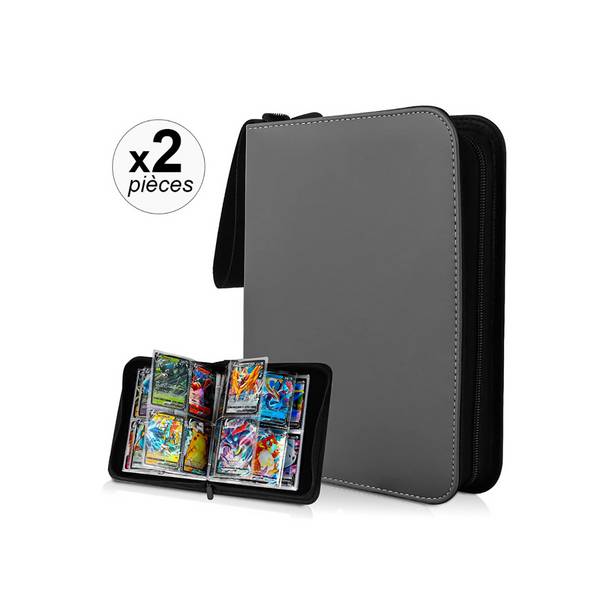 Pack de 2 Classeurs de Rangement pour 400 Cartes avec Fermeture Zippée