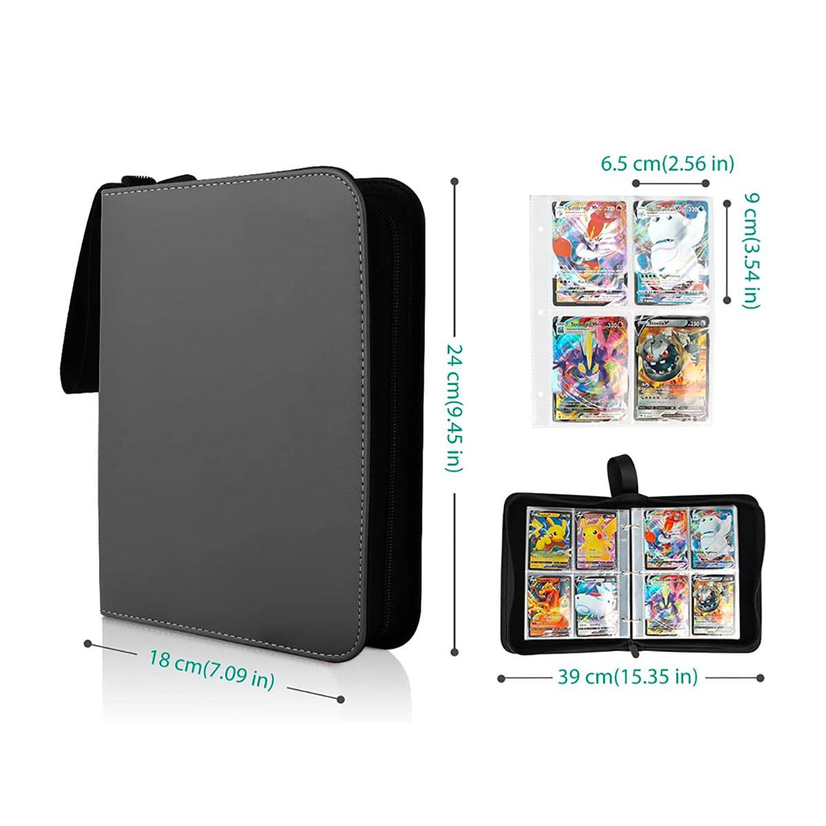 Pack de 2 Classeurs de Rangement pour 400 Cartes avec Fermeture Zippée-2