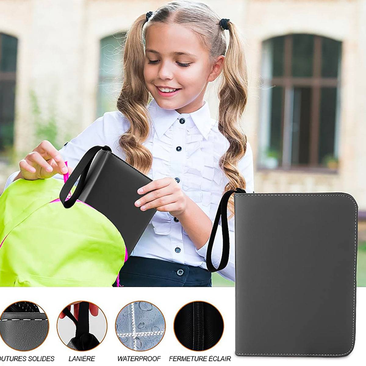 Pack de 2 Classeurs de Rangement pour 400 Cartes avec Fermeture Zippée-3