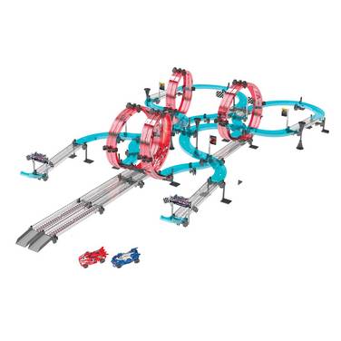 Circuit de Course pour Voiture Friction Longueur 984 cm avec Loopings 2 Voitures