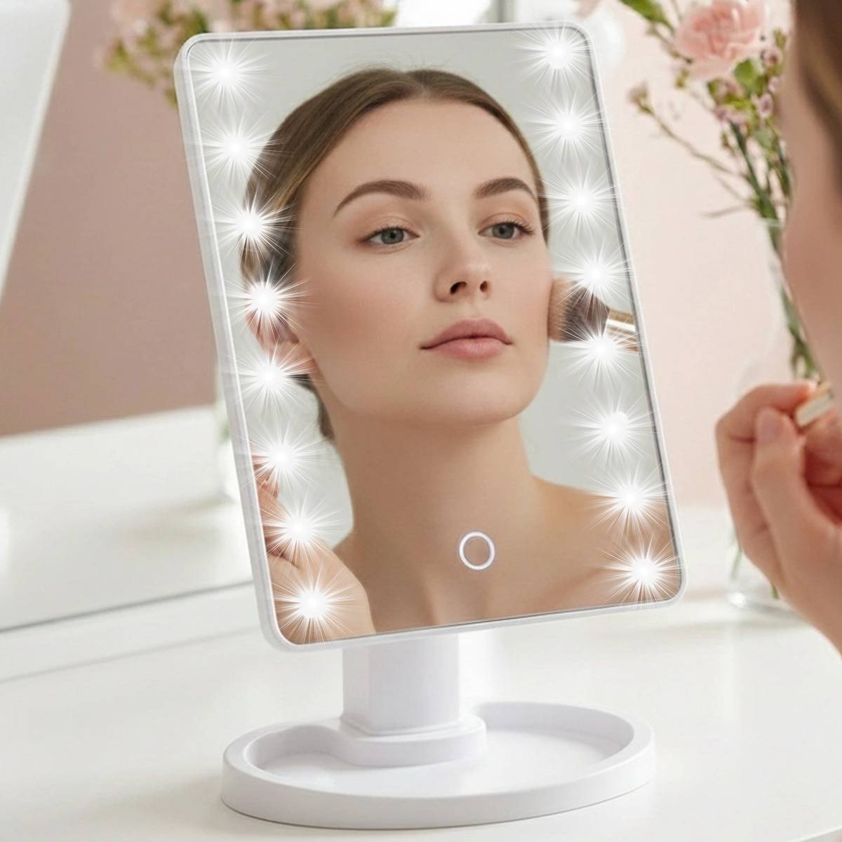 Miroir de Maquillage LED sur Pied avec Tactile et Rotatif 360°-2