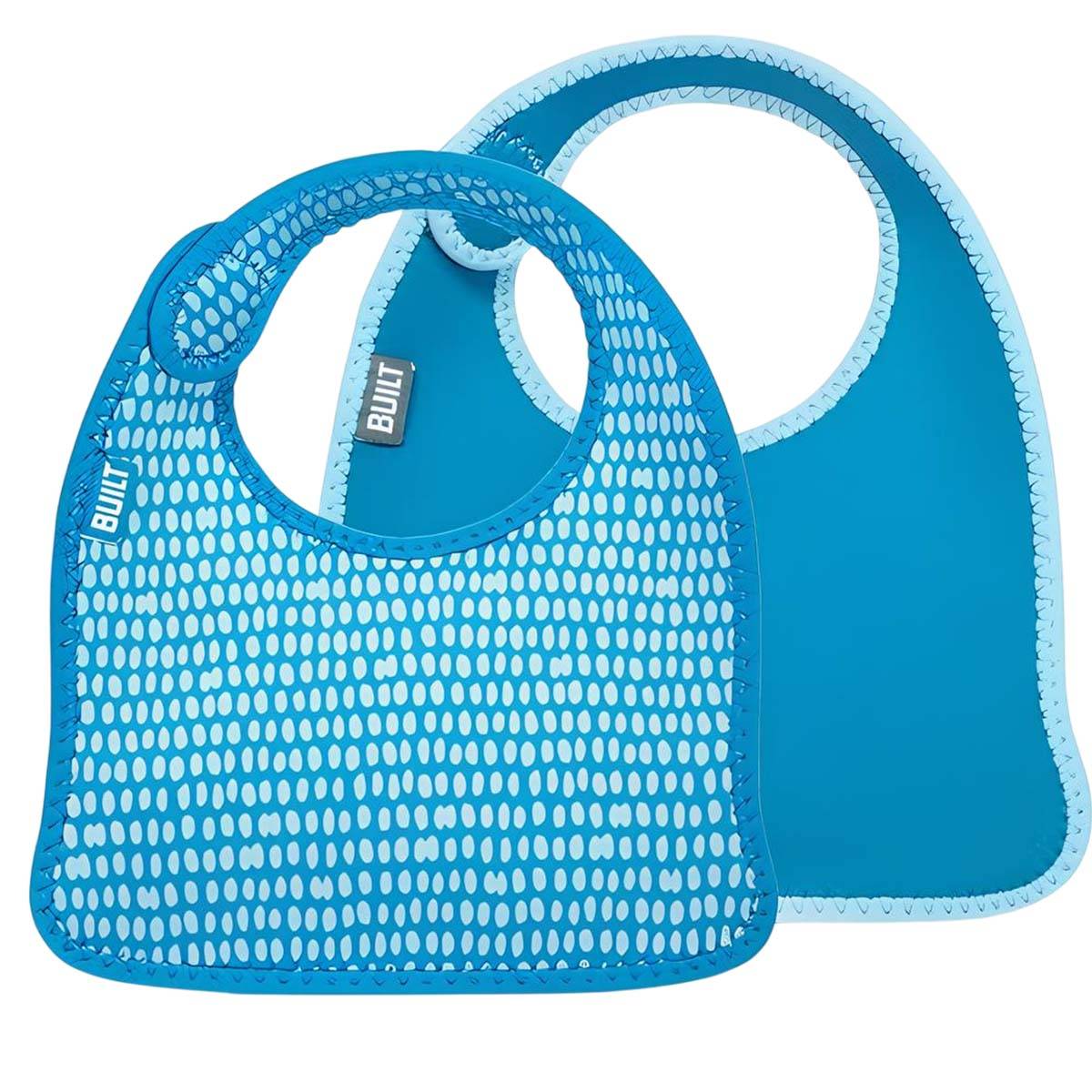 Lot de 2 Bavoirs Bébé en Néoprène Motif Pois avec Fermeture à Scratch-1