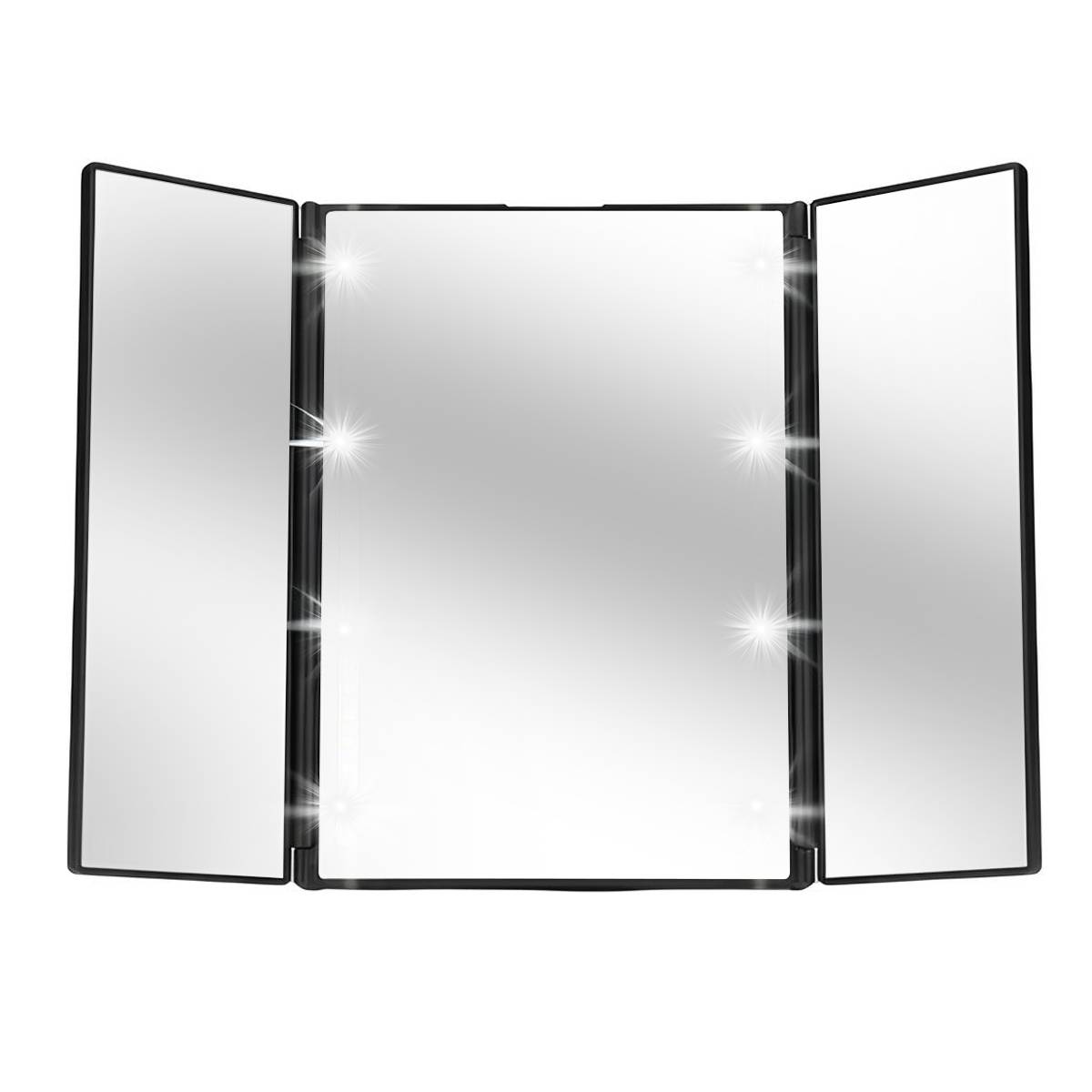 Miroir de Maquillage Triptyque avec Éclairage LED Intégré et Volets Pliables-0