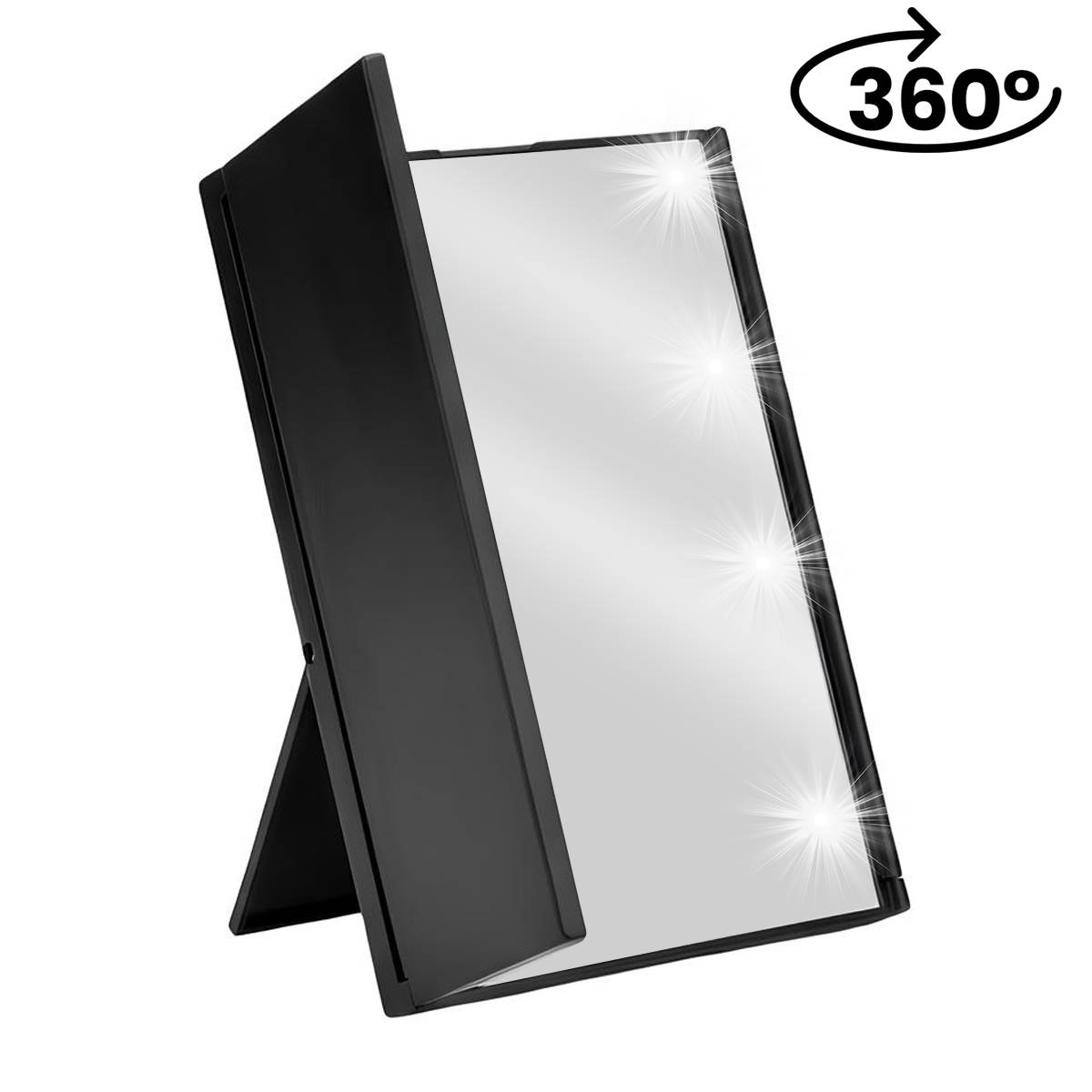 Miroir de Maquillage Triptyque avec Éclairage LED Intégré et Volets Pliables-3