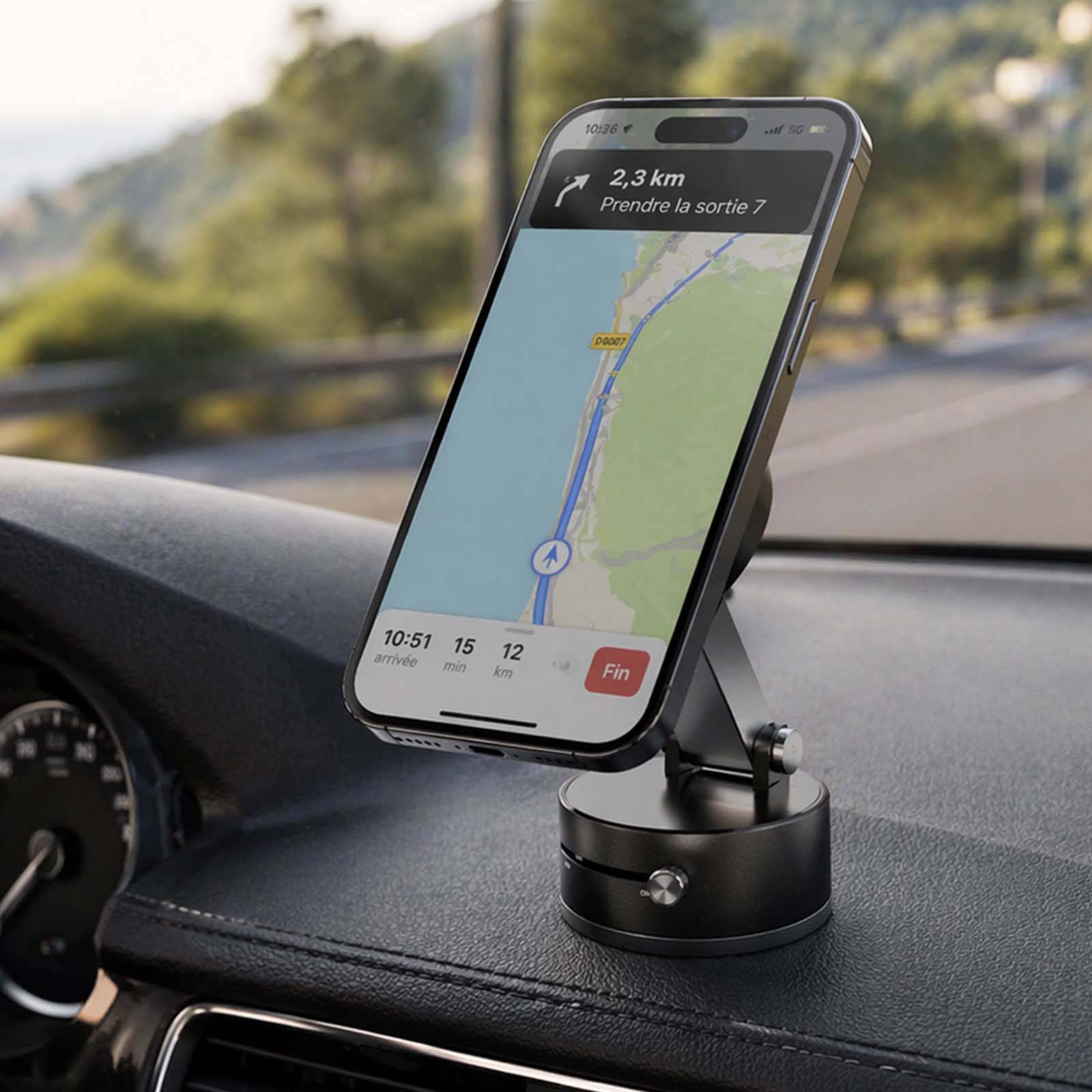 Support Magnétique pour Smartphone Rotatif avec Ventouse pour Voiture et Bureau-2