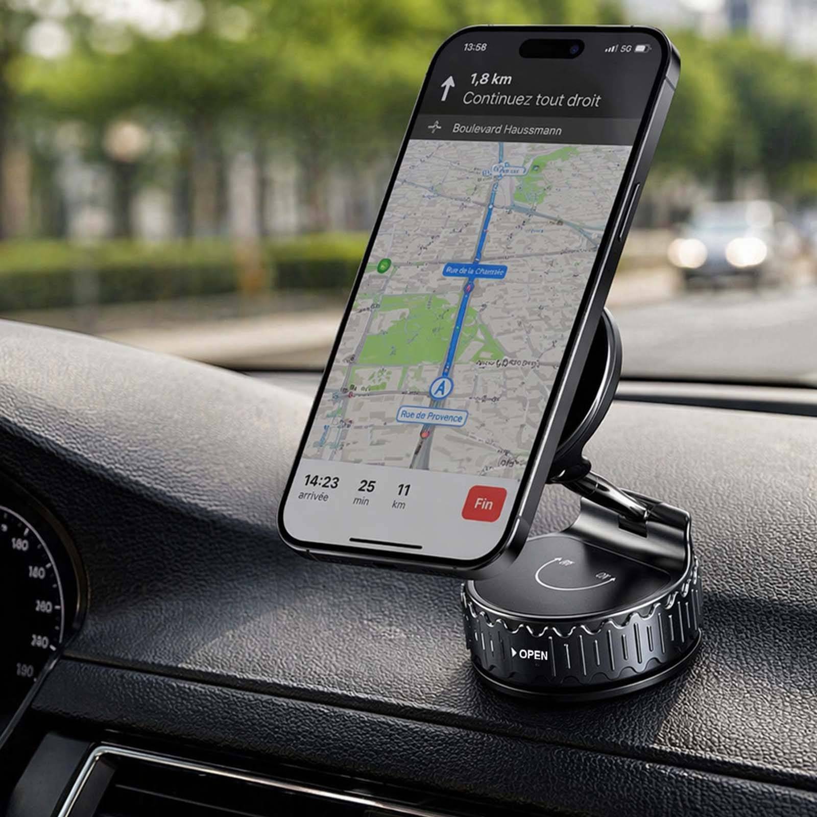 Support Magnétique Universel Rotatif avec Ventouse Renforcée pour Voiture-2