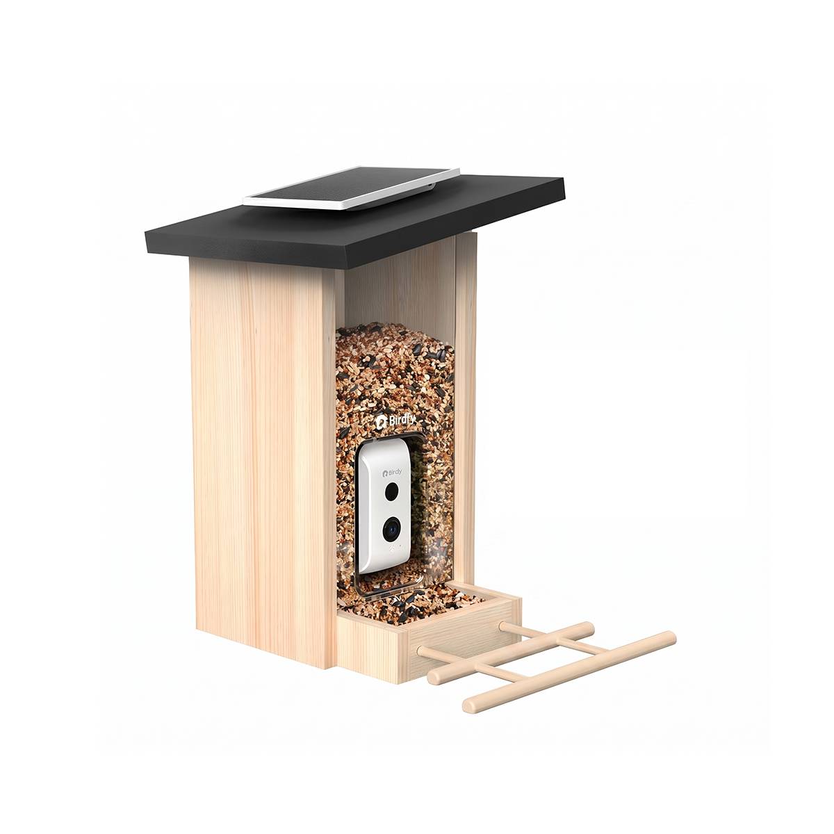 Mangeoire pour Oiseaux avec Caméra IA et Panneau Solaire Étanche IP66-1