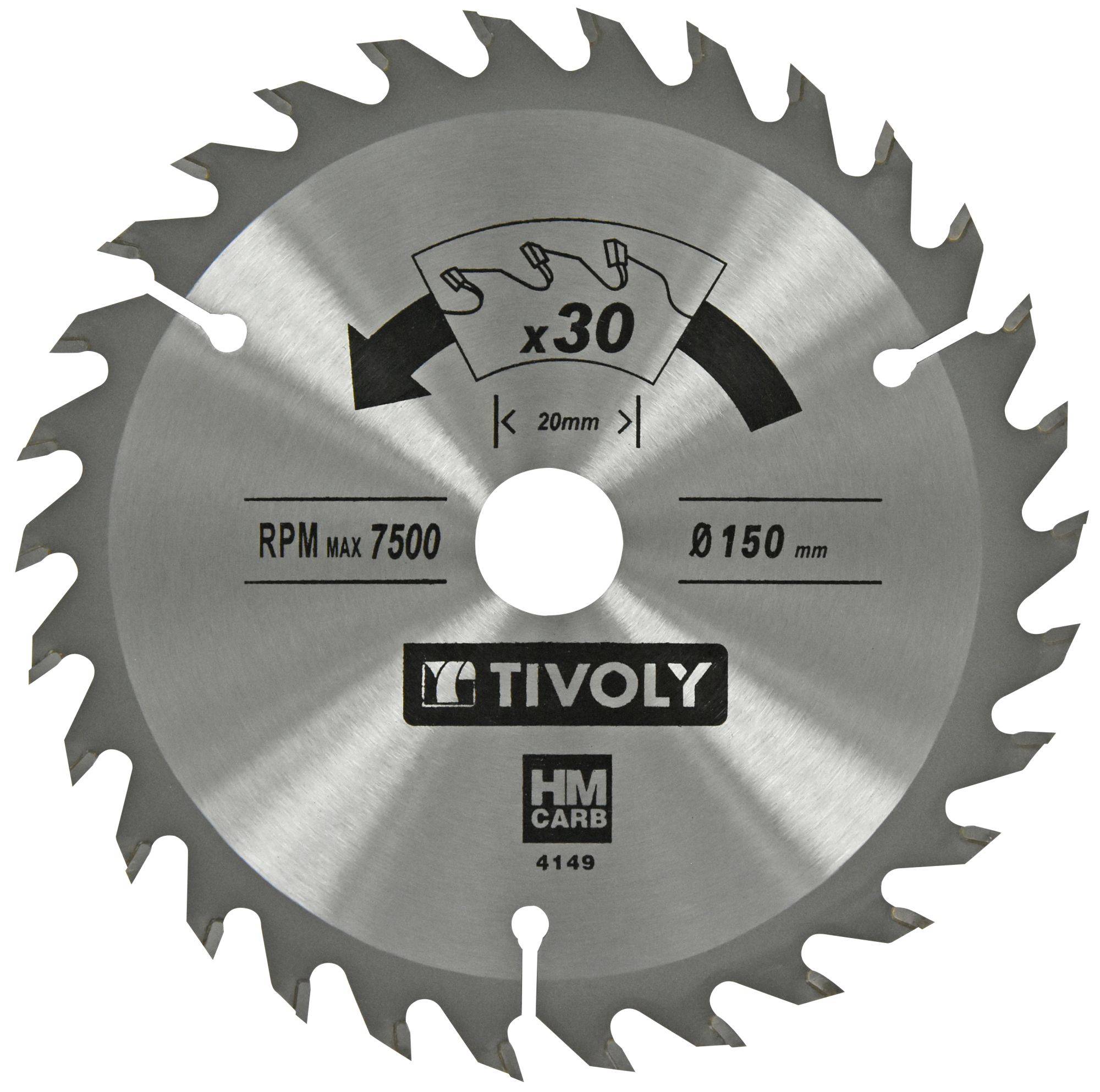 Lame de scie circulaire Tivoly Ø150 mm - 30 dents en carbure - Pour bois durs et stratifiés - Compatible scie portative-0
