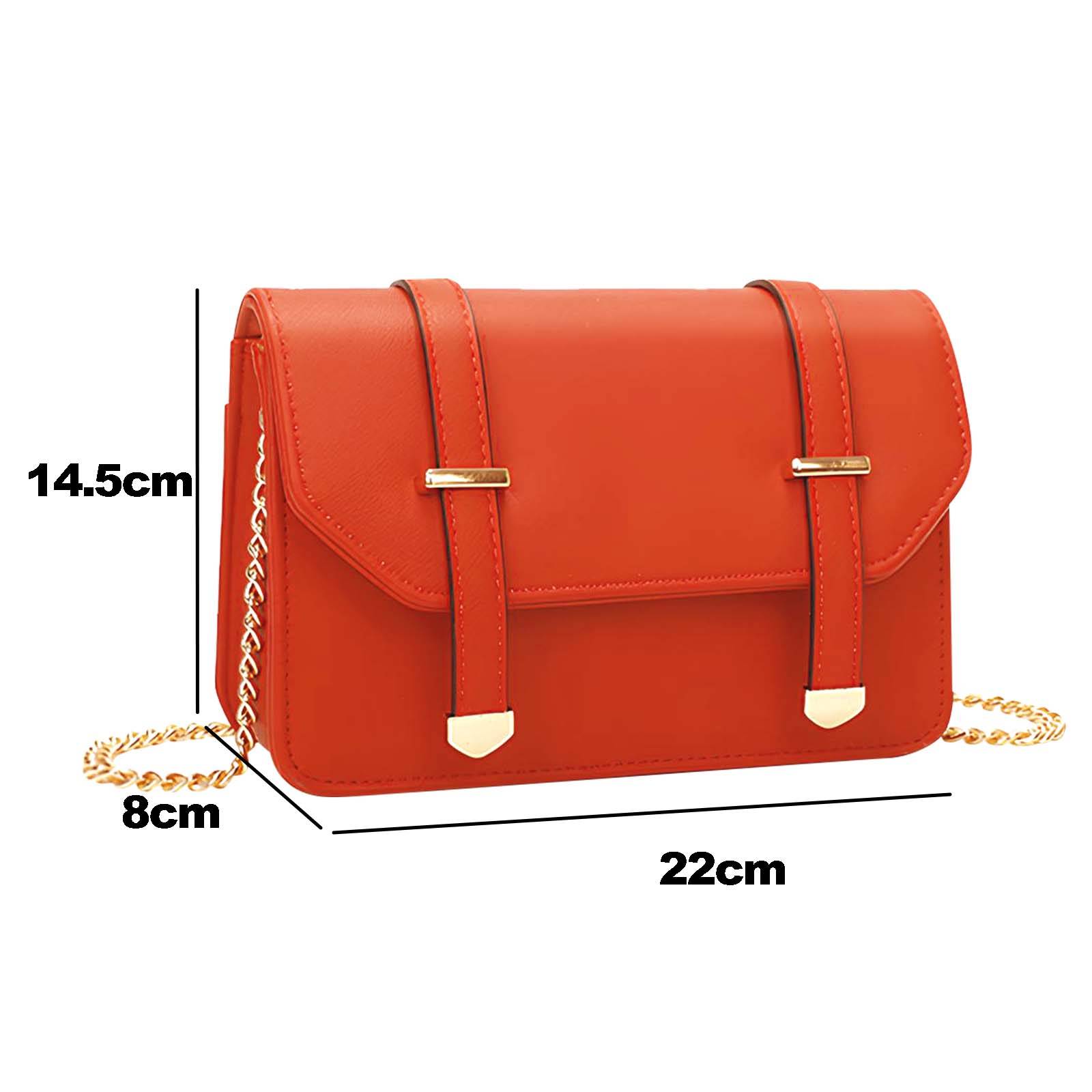 Sac Bandoulière pour Femme avec Chaîne Dorée et Rabat à Boucles Décoratives-0