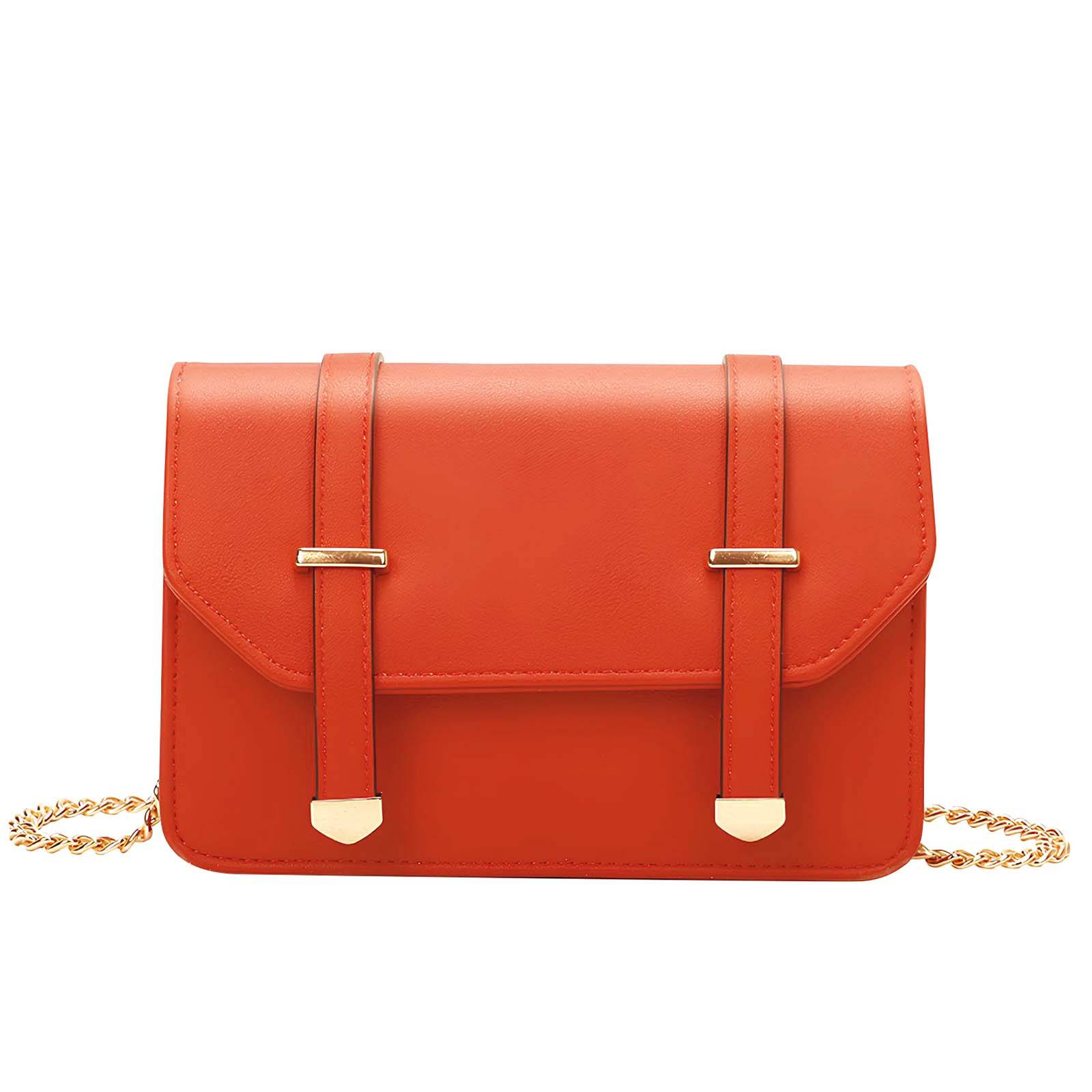Sac Bandoulière pour Femme avec Chaîne Dorée et Rabat à Boucles Décoratives-1