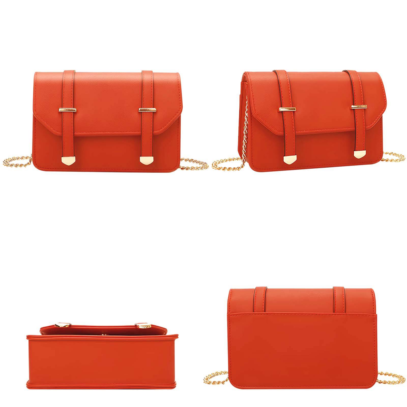 Sac Bandoulière pour Femme avec Chaîne Dorée et Rabat à Boucles Décoratives-2