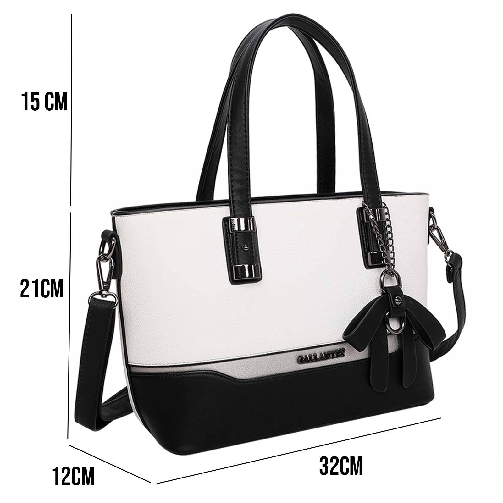 Sac à Main Cabas pour Femme Bicolore Orné de Nœud-0
