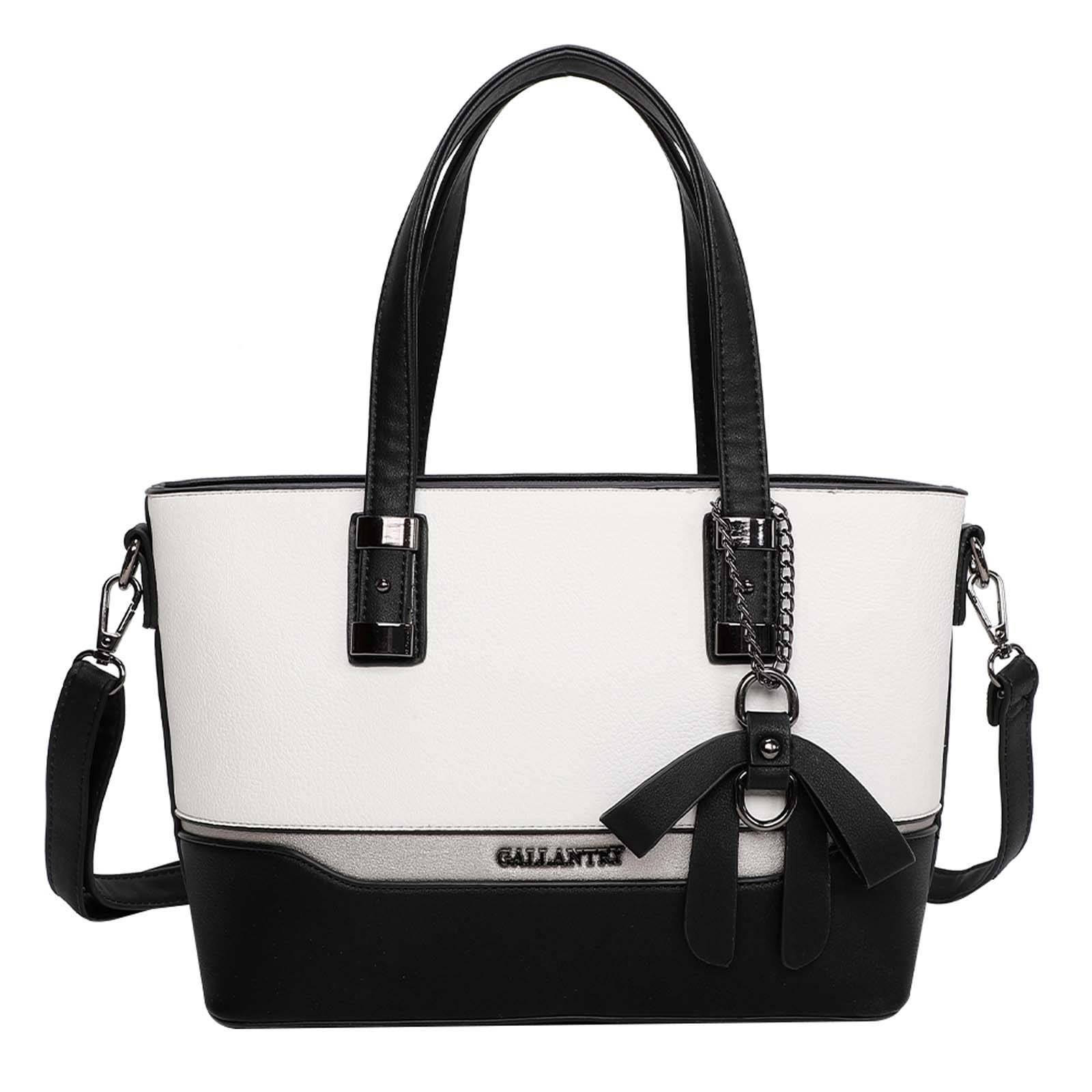 Sac à Main Cabas pour Femme Bicolore Orné de Nœud-1