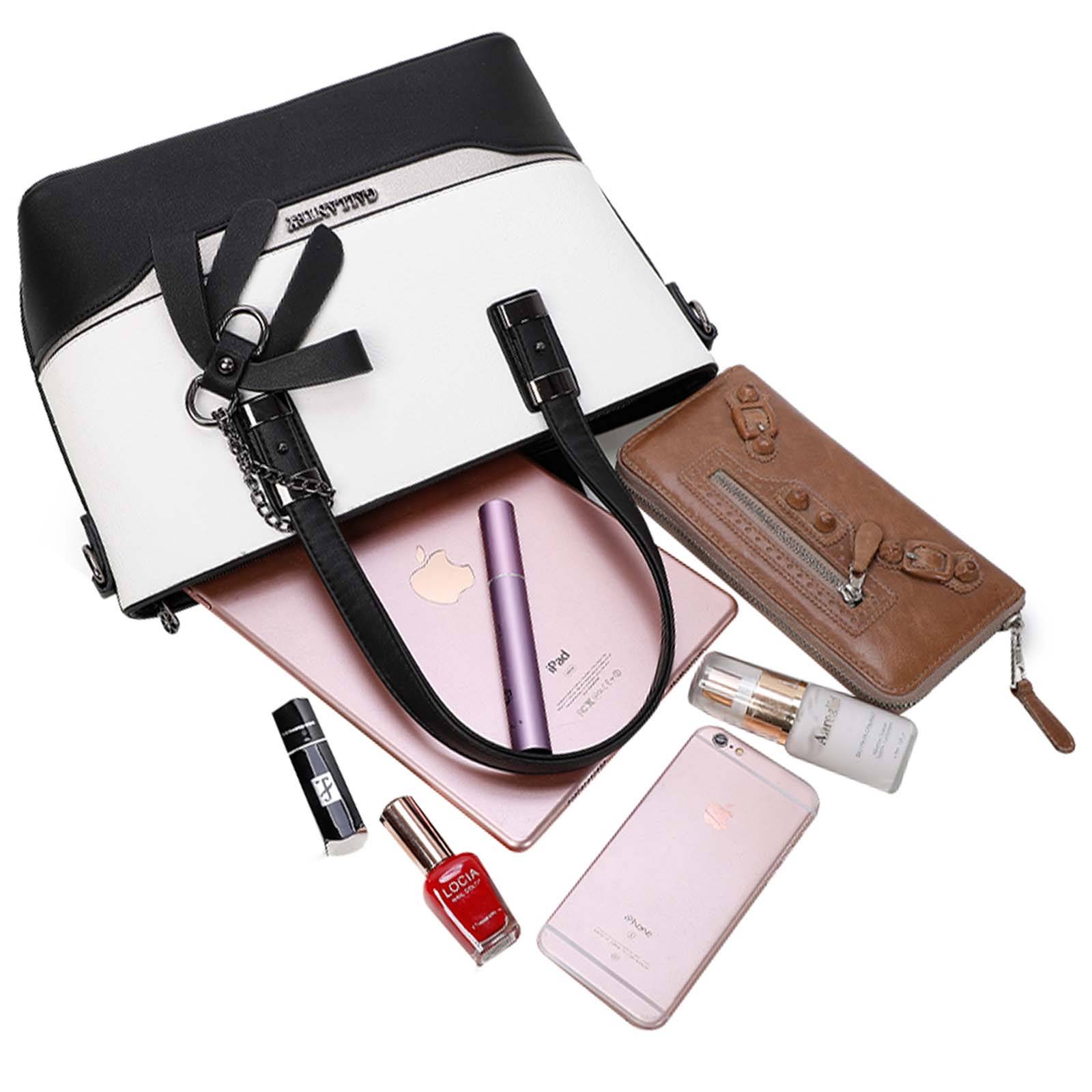 Sac à Main Cabas pour Femme Bicolore Orné de Nœud-3