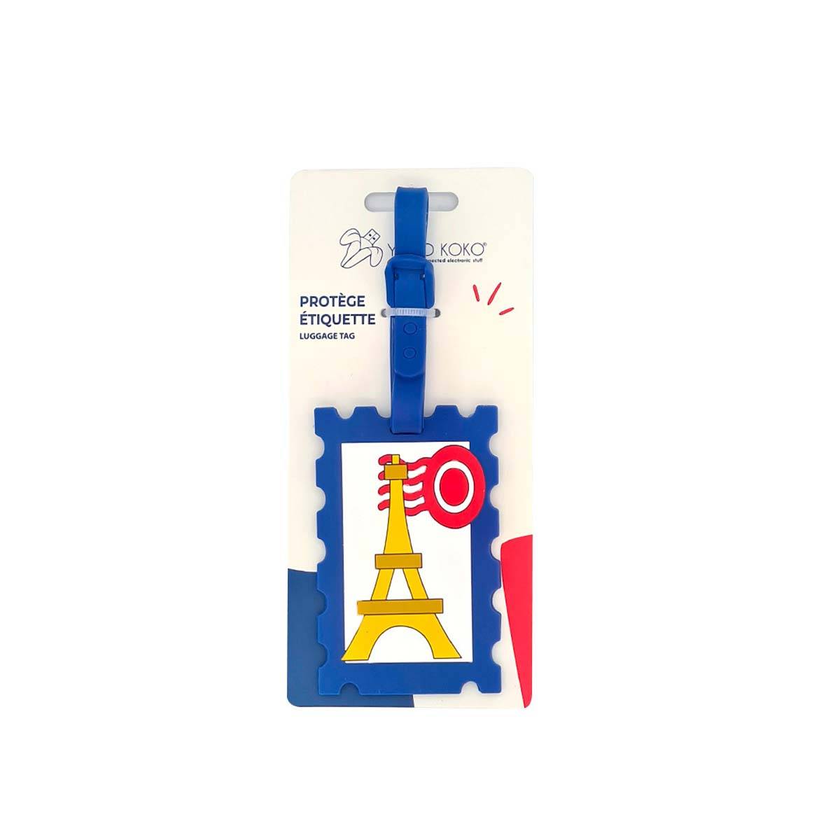 Étiquette de Bagage Motif Timbre Parisien en Plastique Résistant-0