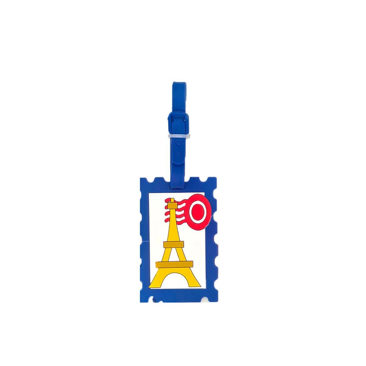 Étiquette de Bagage Motif Timbre Parisien en Plastique Résistant-1