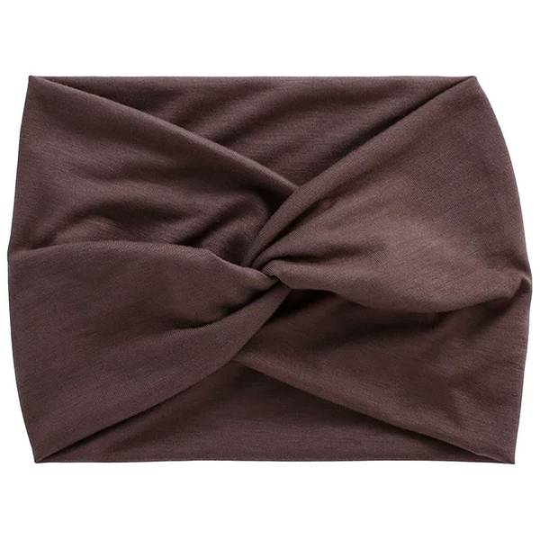 Bandeau Croisé pour Cheveux en Coton Doux Uni Raffiné Marron