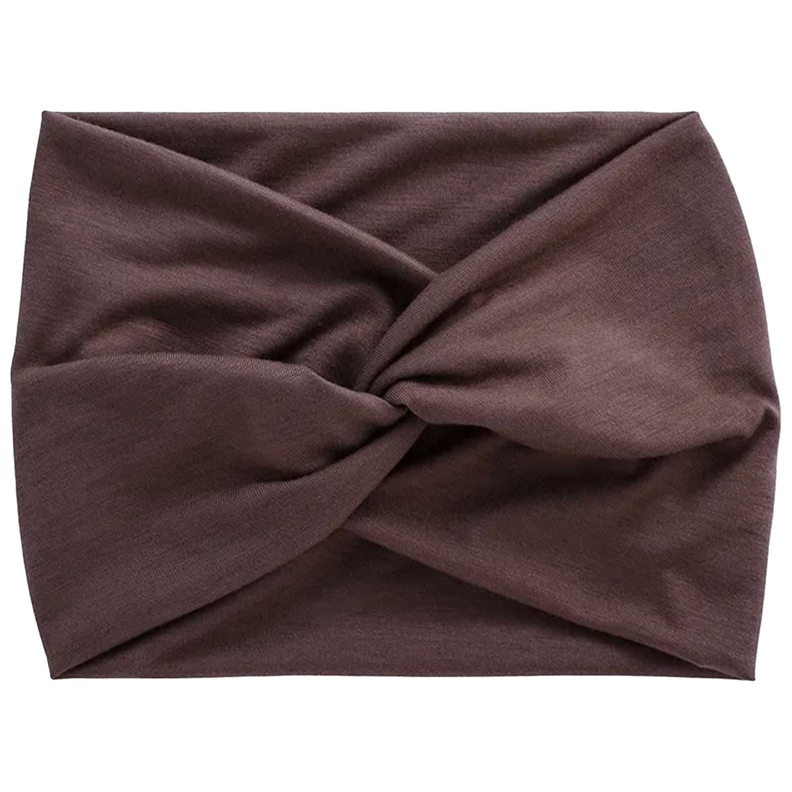 Bandeau Croisé pour Cheveux en Coton Doux Uni Raffiné Marron-0
