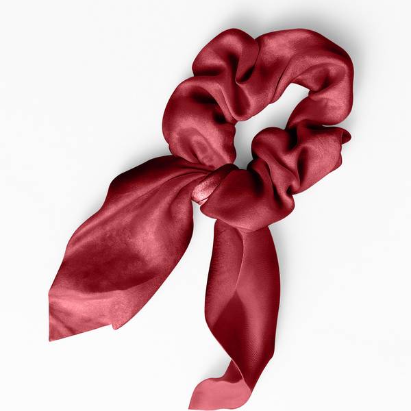 Chouchou Foulard Court pour Cheveux en Satin Papillon Élégant Bordeaux