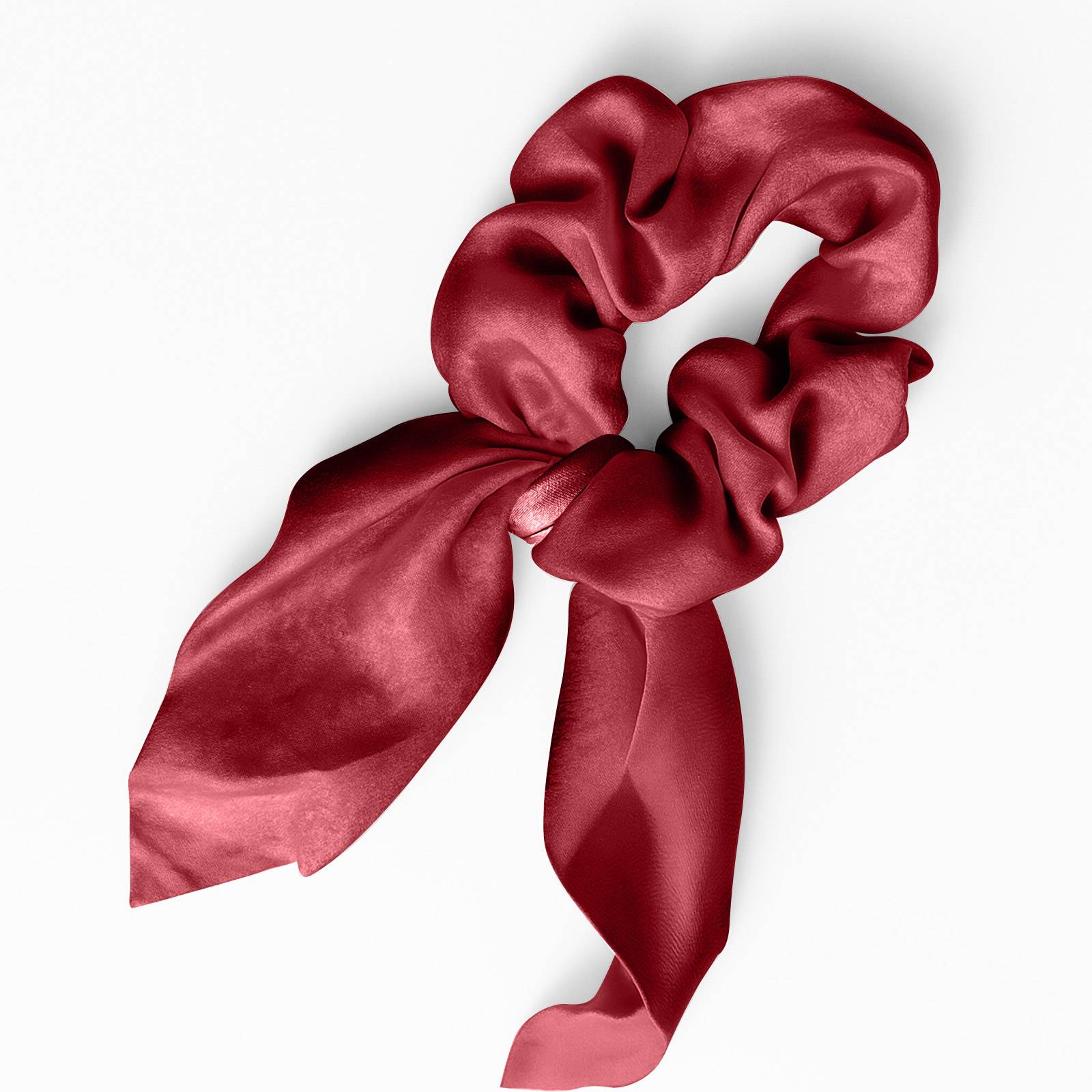 Chouchou Foulard Court pour Cheveux en Satin Papillon Élégant Bordeaux-0