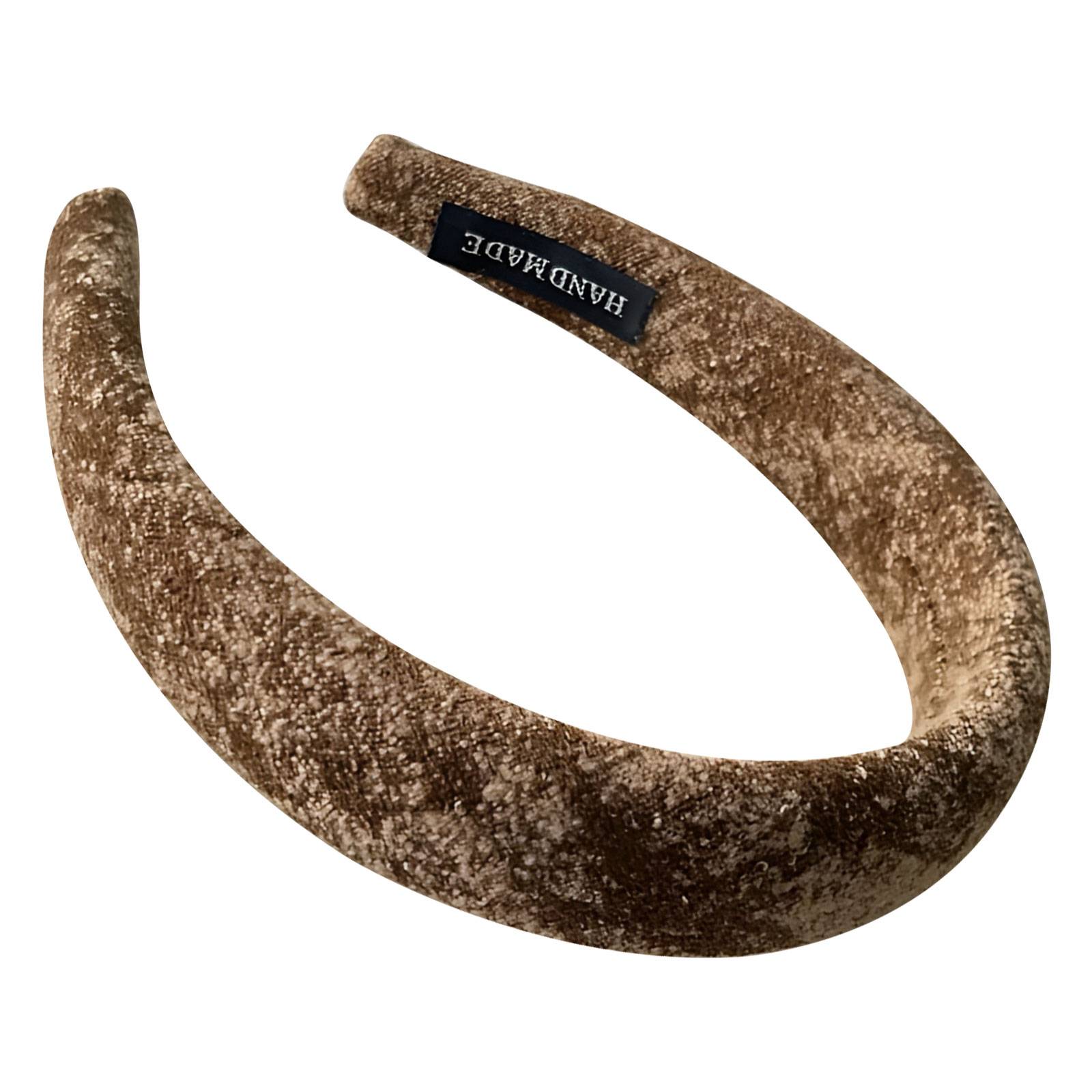 Serre-tête Large pour Cheveux en Laine Uni Vintage Glam Marron-1