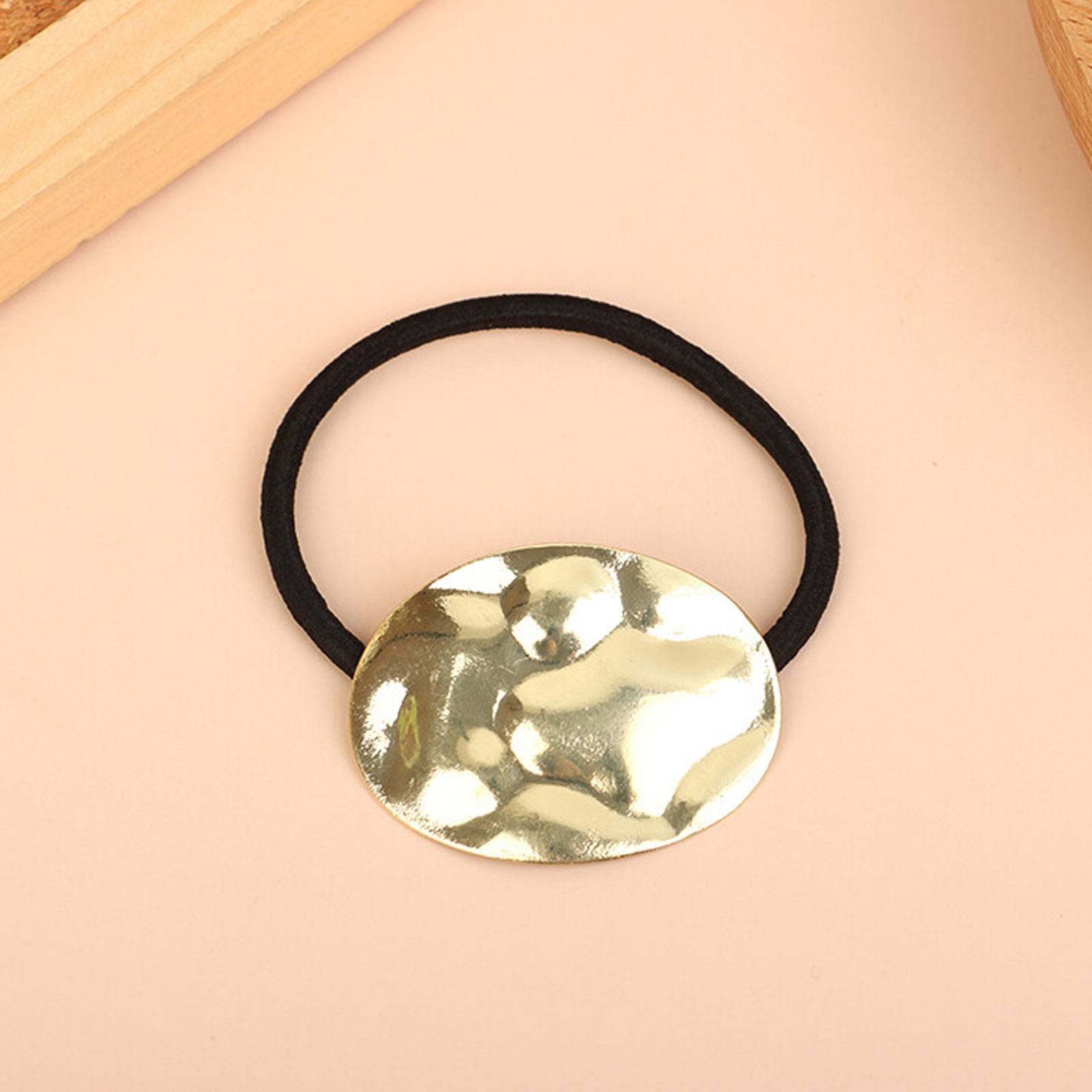 Élastique Casual pour Cheveux à Disque Miroir Affiné Doré-0