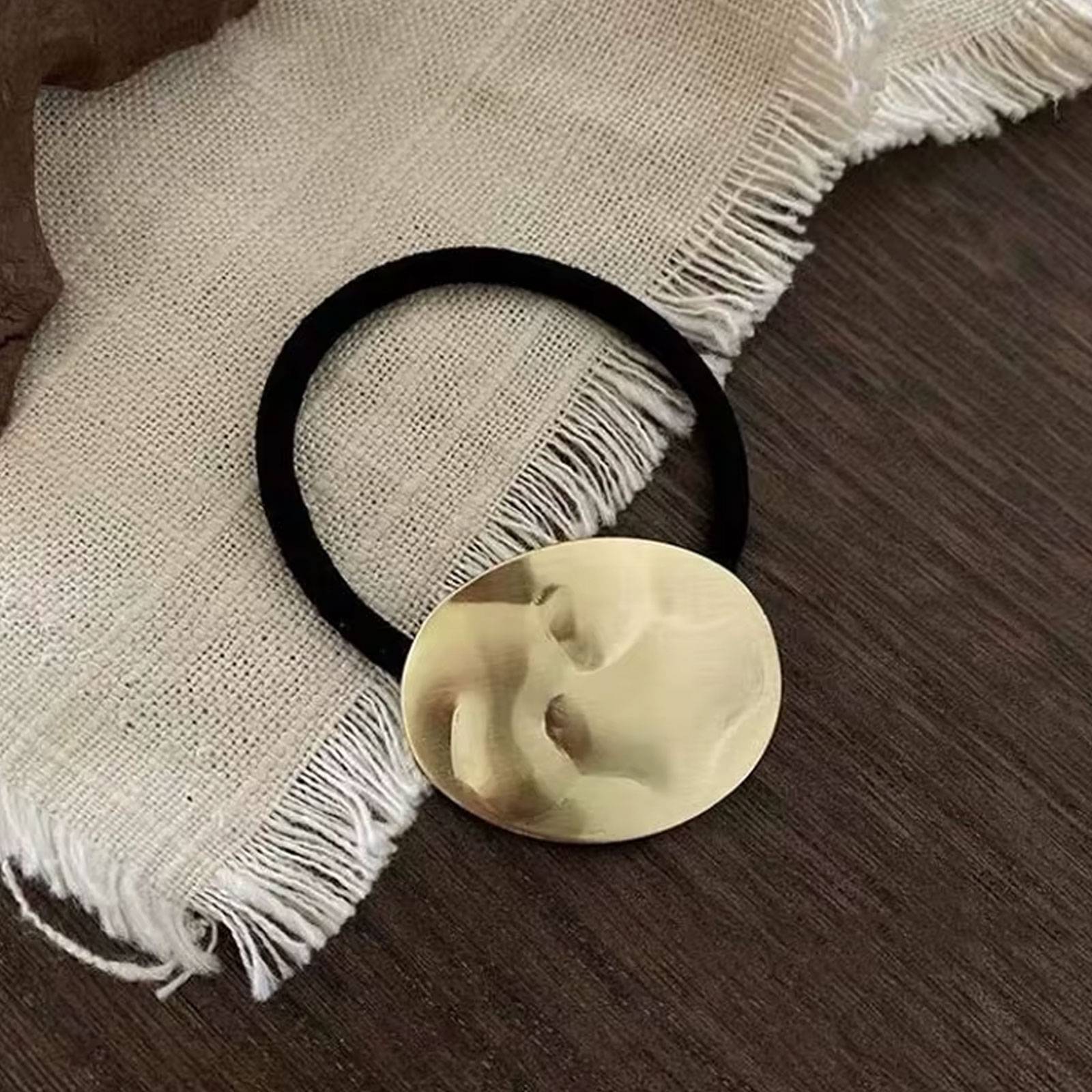 Élastique Casual pour Cheveux à Disque Miroir Affiné Doré-2