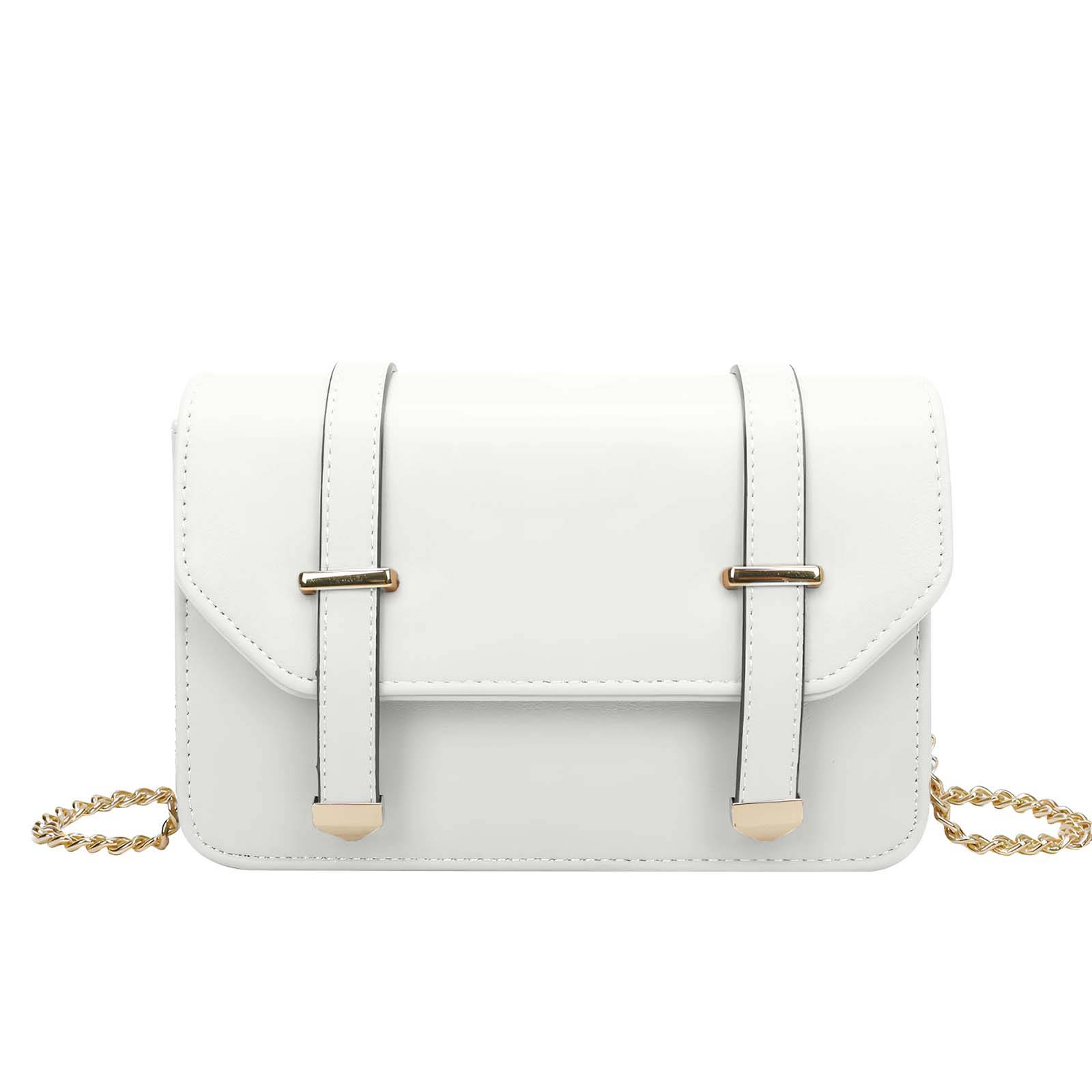 Sac Bandoulière pour Femme avec Chaîne Dorée et Rabat à Boucles Décoratives-1