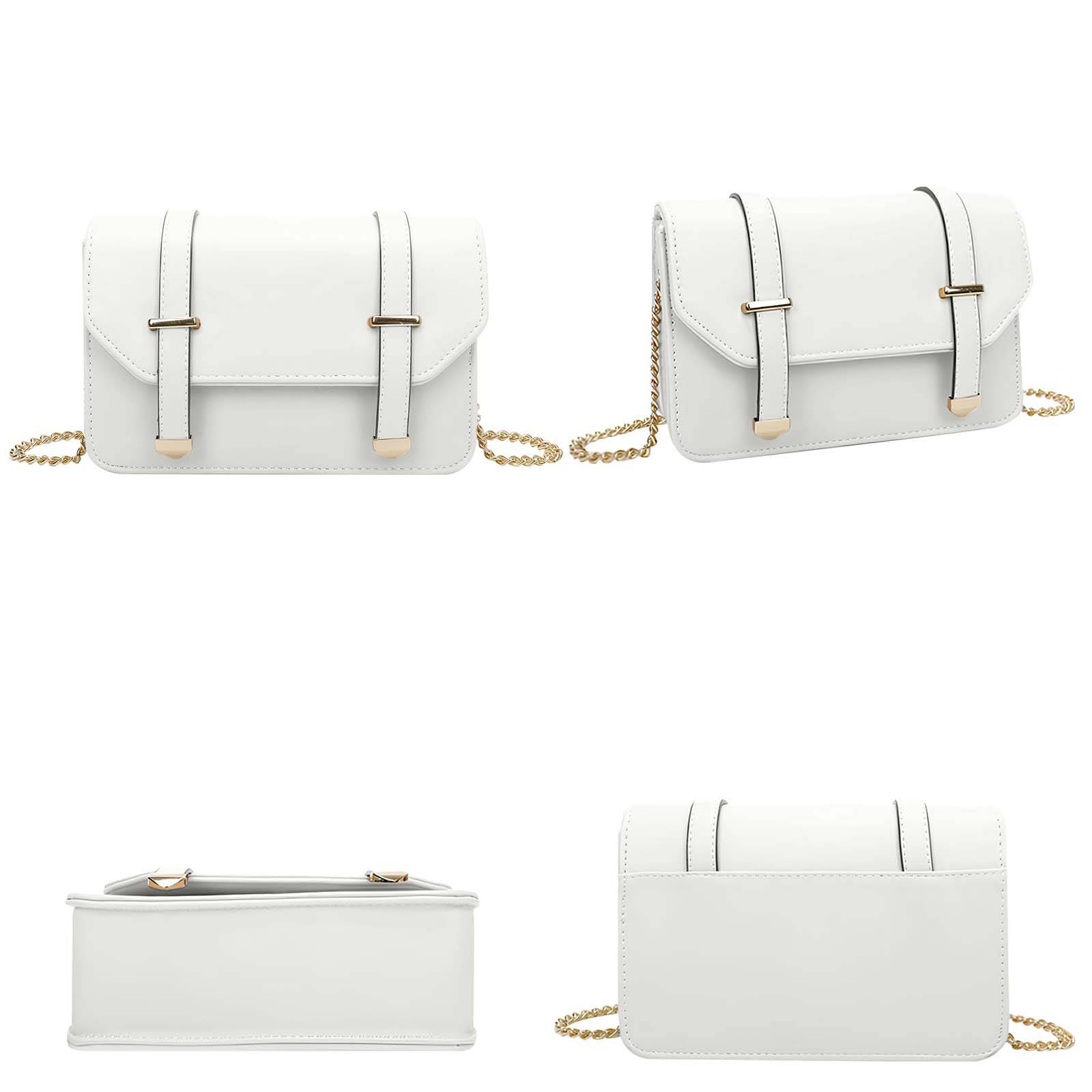 Sac Bandoulière pour Femme avec Chaîne Dorée et Rabat à Boucles Décoratives-2