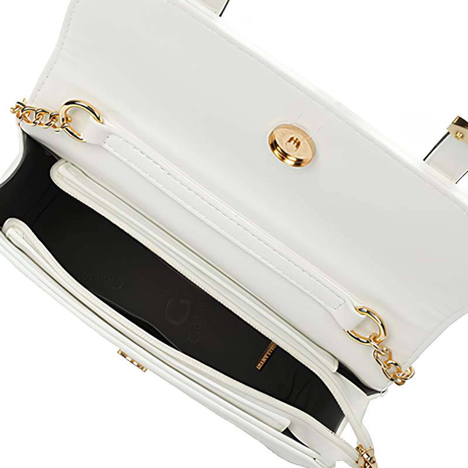 Sac Bandoulière pour Femme avec Chaîne Dorée et Rabat à Boucles Décoratives-4