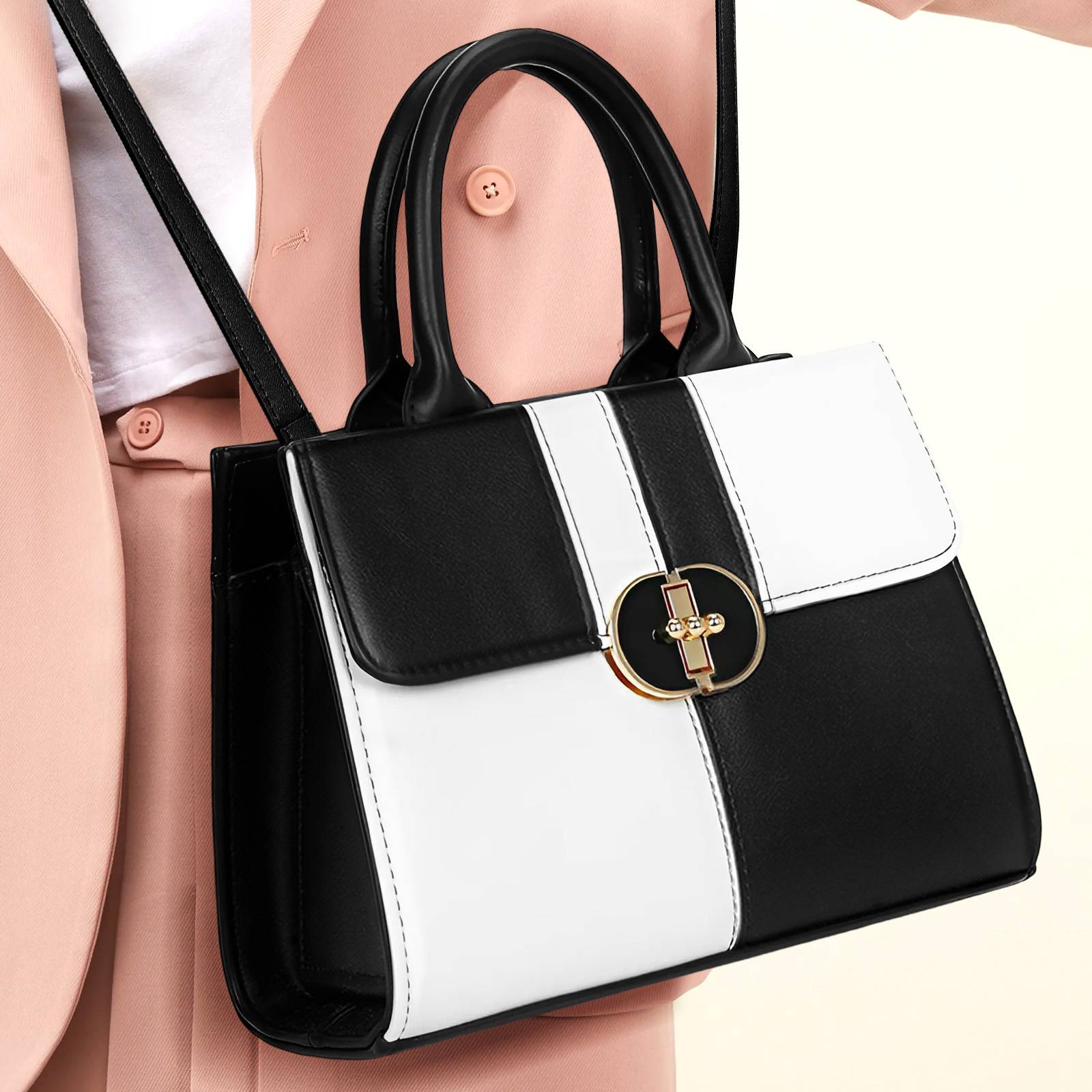 Sac à Main Bicolore pour Femme avec Bandoulière Raffiné-2