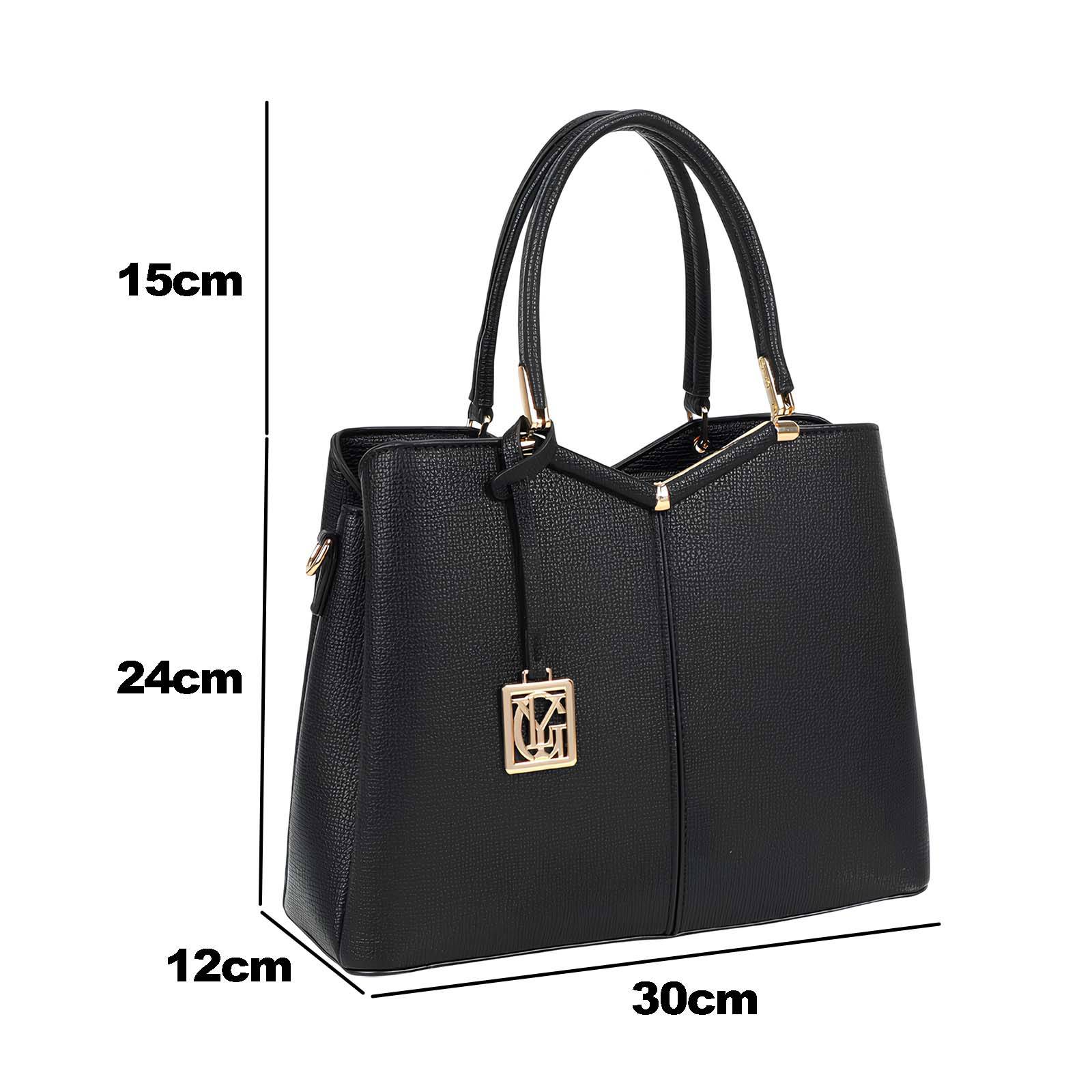 Sac à Main pour Femme Élisa Effet Grainé avec Pendentif Doré et Bandoulière-0