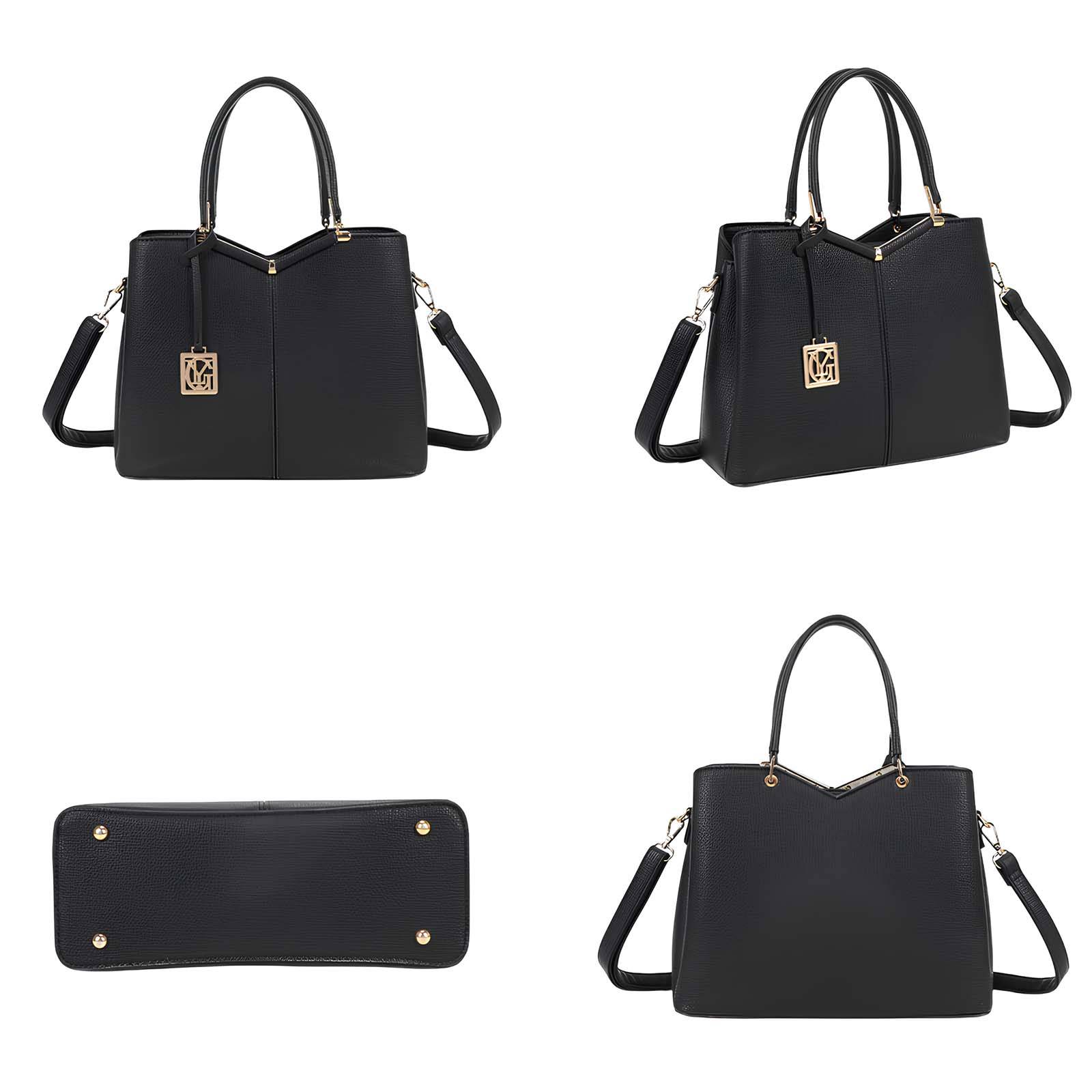 Sac à Main pour Femme Élisa Effet Grainé avec Pendentif Doré et Bandoulière-2