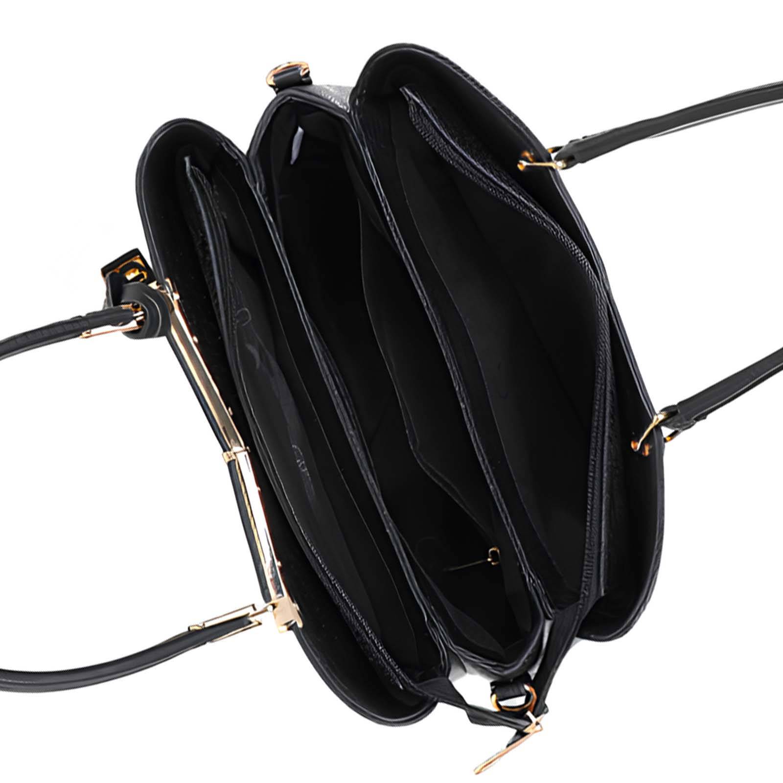 Sac à Main pour Femme Élisa Effet Grainé avec Pendentif Doré et Bandoulière-4