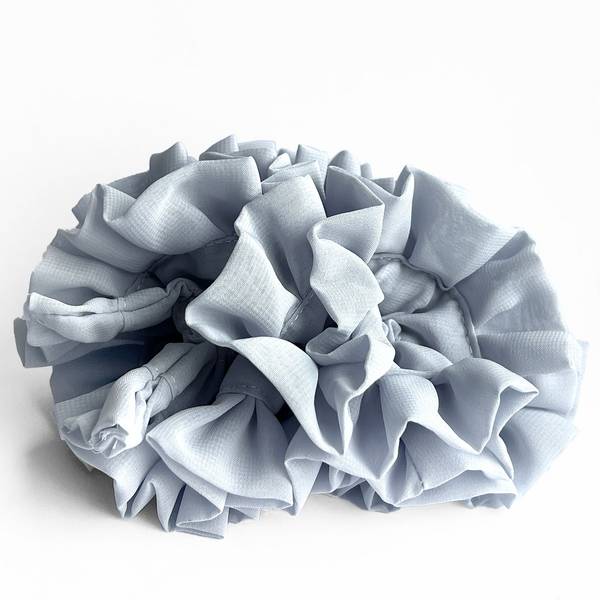 Chouchou Maxi pour Cheveux en Mousseline Vaporeuse Décontractée Gris Perle