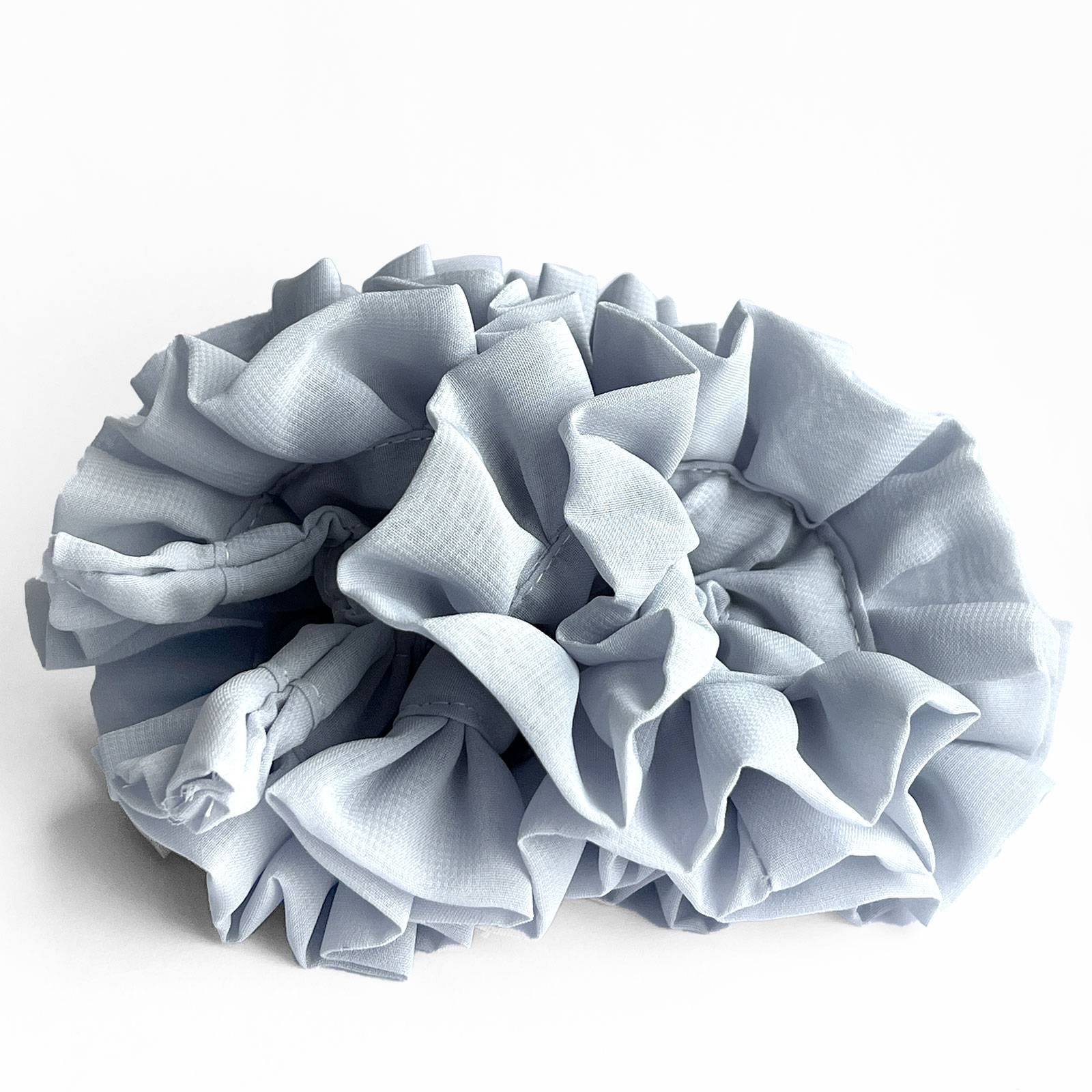Chouchou Maxi pour Cheveux en Mousseline Vaporeuse Décontractée Gris Perle-0