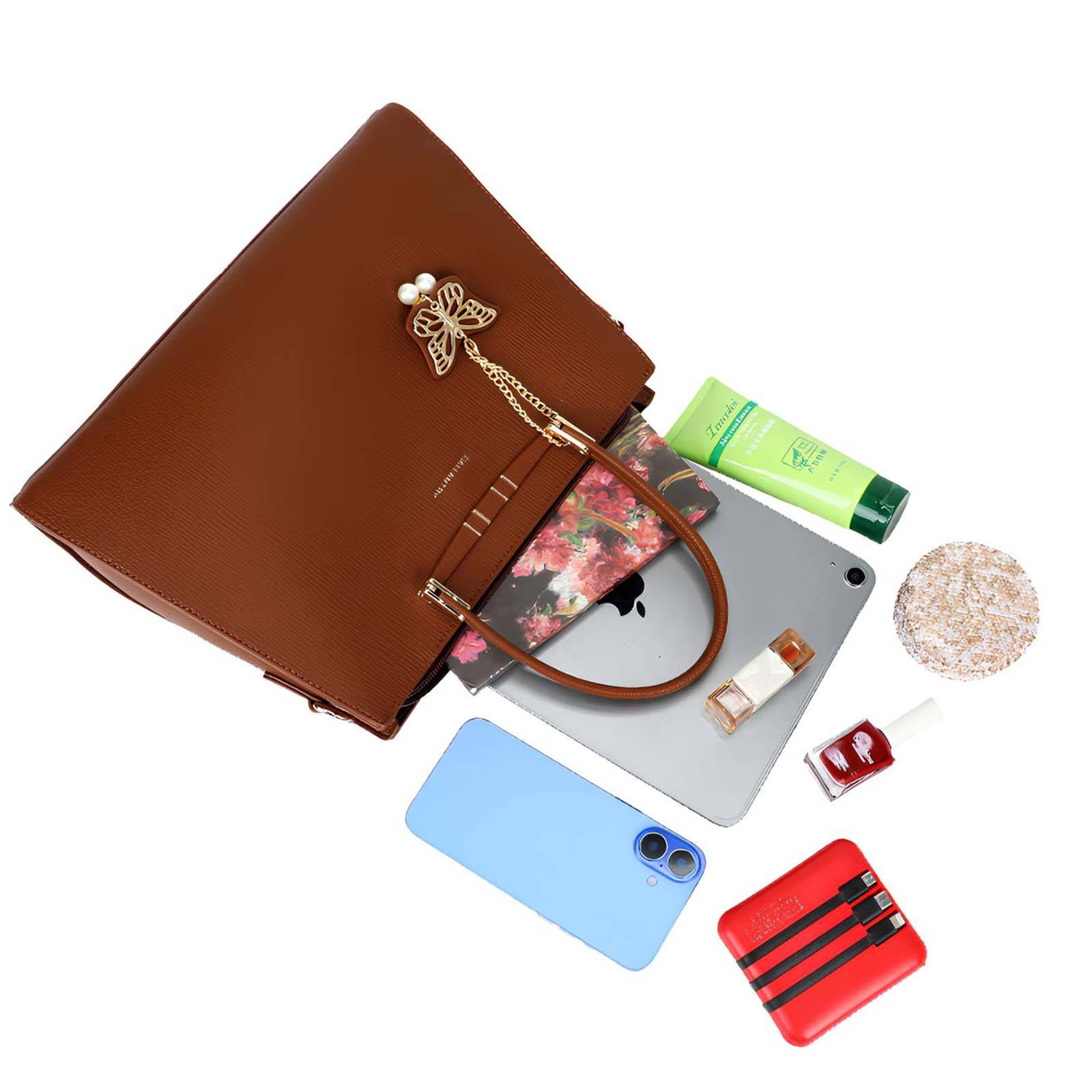 Sac à main pour Femme Ariane avec Pendentif Papillon et Bandoulière Amovible-3