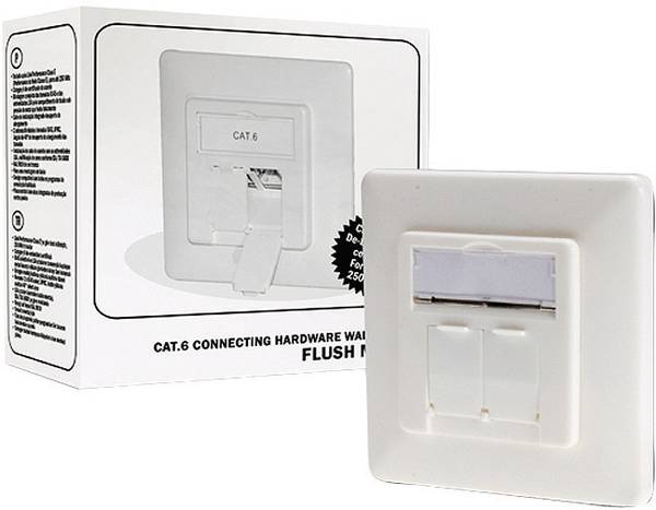Lot De 4 Prises Réseau Cat6A 2 Ports RJ45 – Blindées FTP, Montage En Saillie – 10 Gbit/s – Pour Maison, Bureau